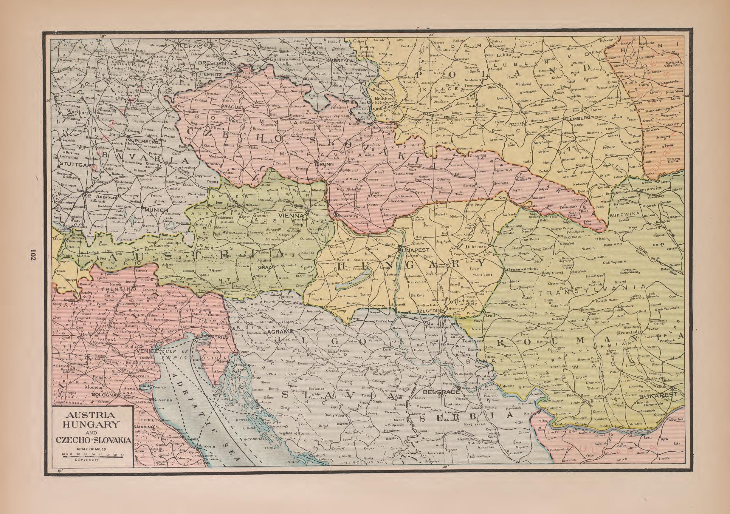 Austria, Hungary, Czecho- Slovakia from Atlas of Doniphan County, Kansas : Containing Maps of Townships of the County, Maps of State, United States and World : Farmers Directory, Analysis of the System of U.S. Land Surveys 1927 by Relic Map Company