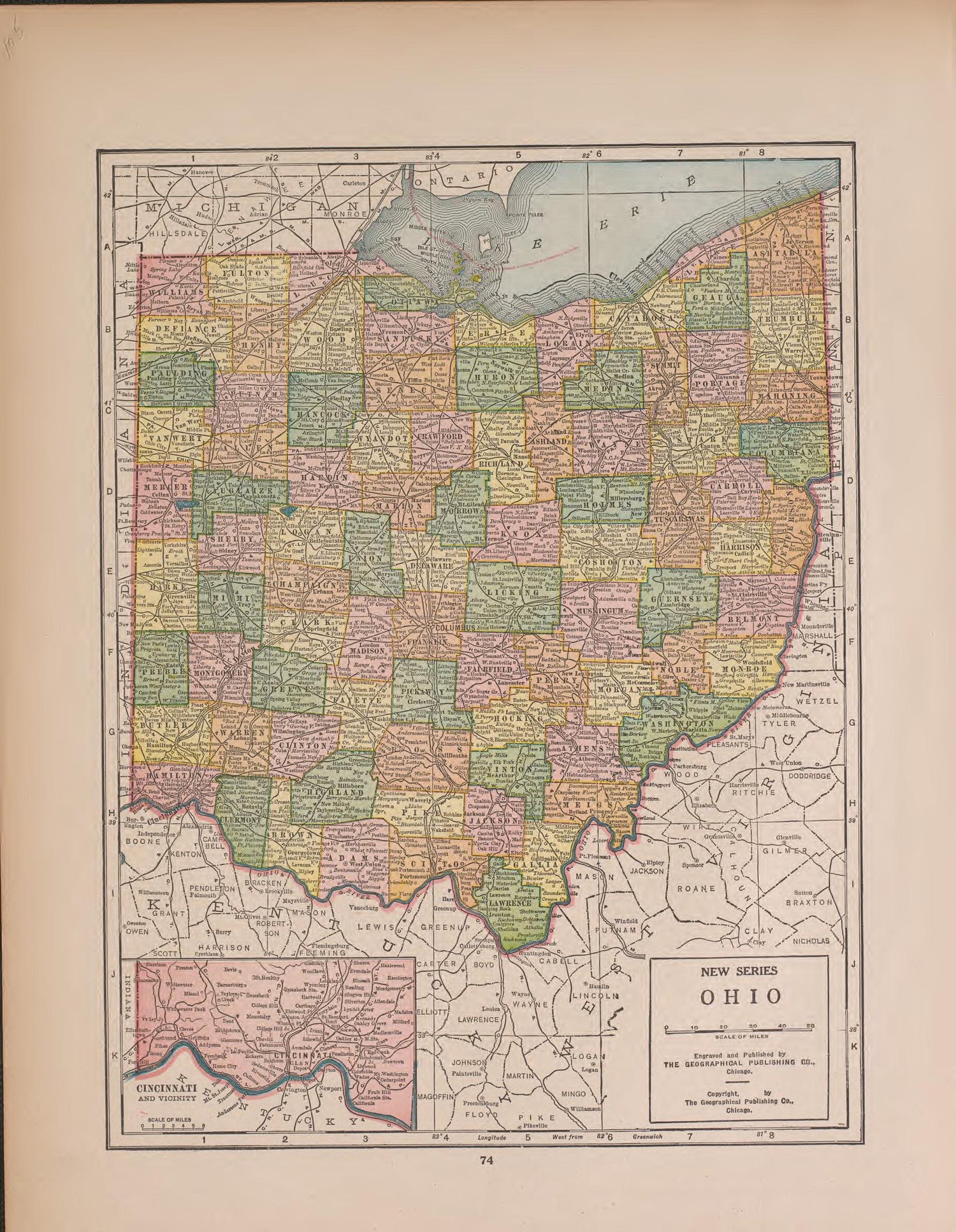 Ohio from Atlas of Doniphan County, Kansas : Containing Maps of Townships of the County, Maps of State, United States and World : Farmers Directory, Analysis of the System of U.S. Land Surveys 1927 by Relic Map Company
