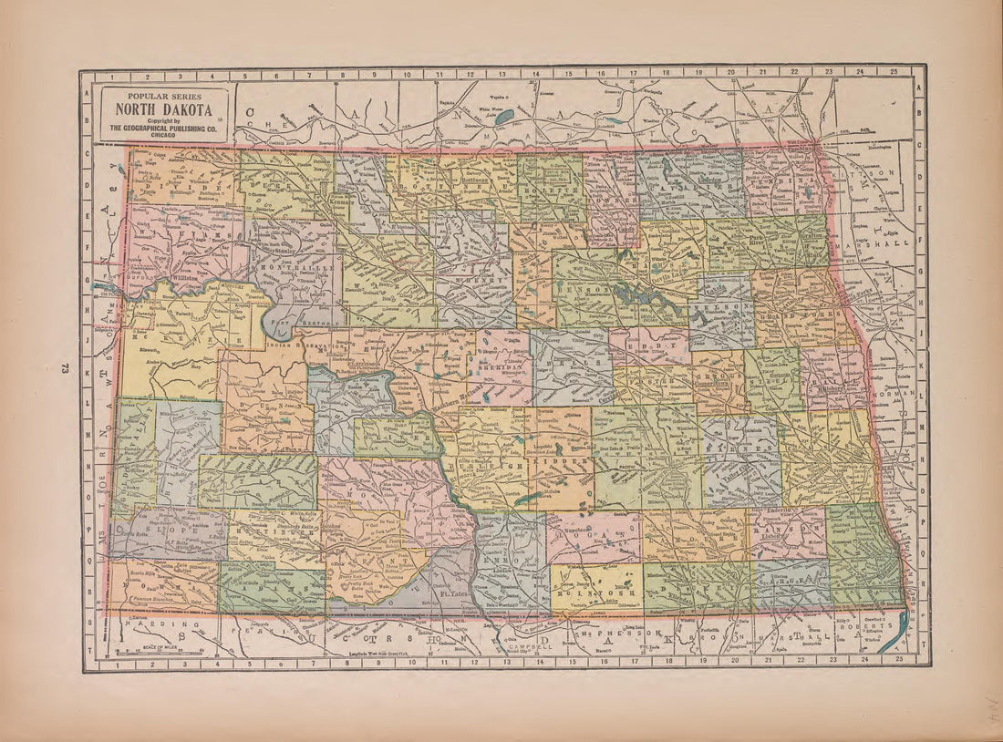 North Dakota from Atlas of Doniphan County, Kansas : Containing Maps of Townships of the County, Maps of State, United States and World : Farmers Directory, Analysis of the System of U.S. Land Surveys 1927 by Relic Map Company