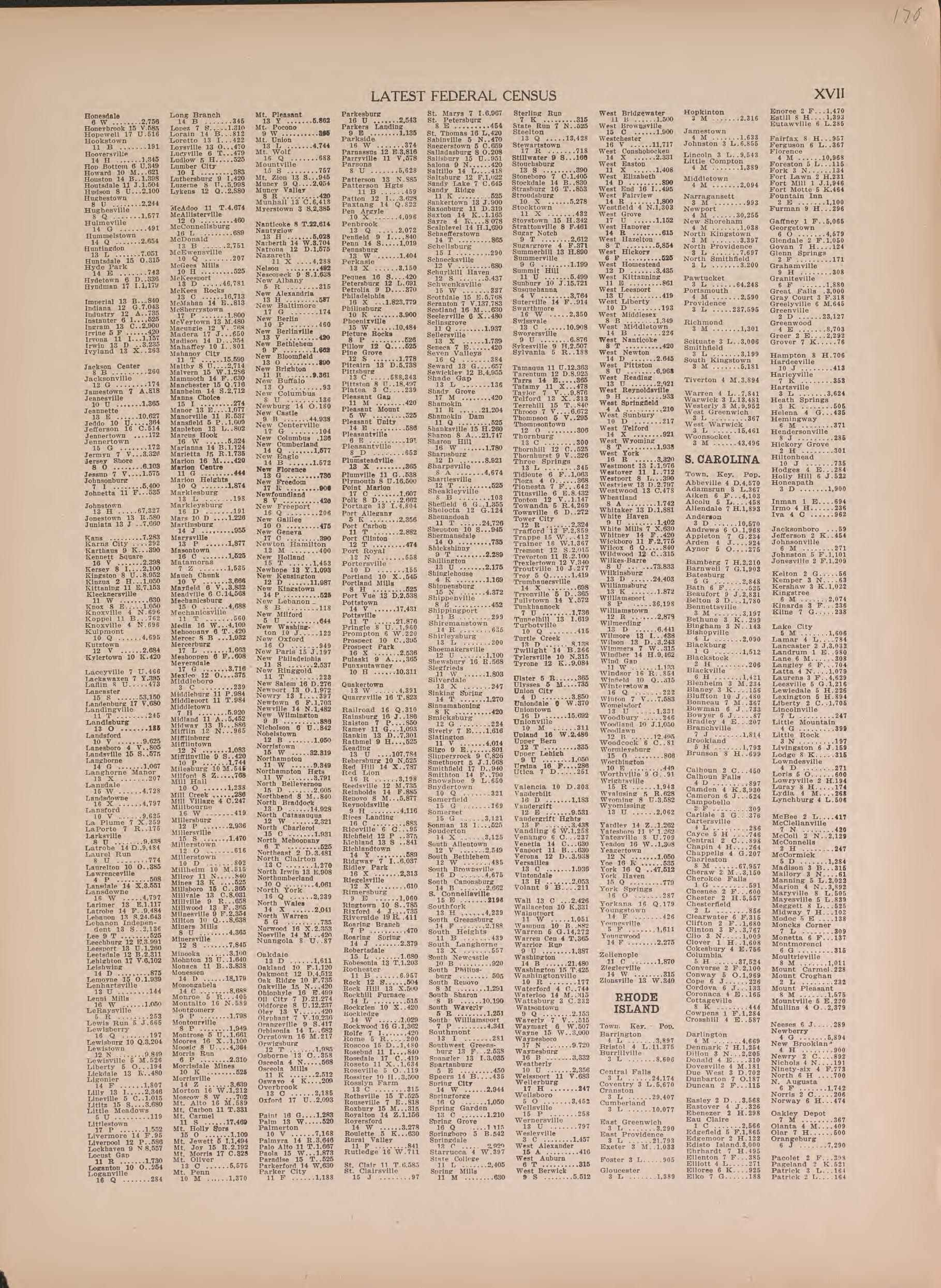 Latest Federal Census--continued from Atlas of Doniphan County, Kansas : Containing Maps of Townships of the County, Maps of State, United States and World : Farmers Directory, Analysis of the System of U.S. Land Surveys 1927 by Relic Map Company