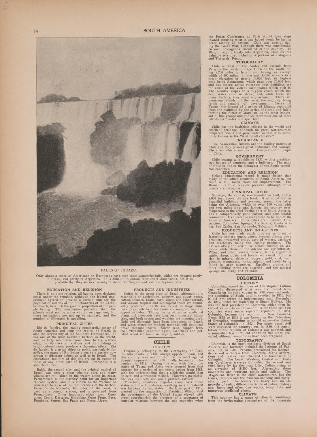 View of Falls of Iguazu and Text from Atlas of Doniphan County, Kansas : Containing Maps of Townships of the County, Maps of State, United States and World : Farmers Directory, Analysis of the System of U.S. Land Surveys 1927 by Relic Map Company
