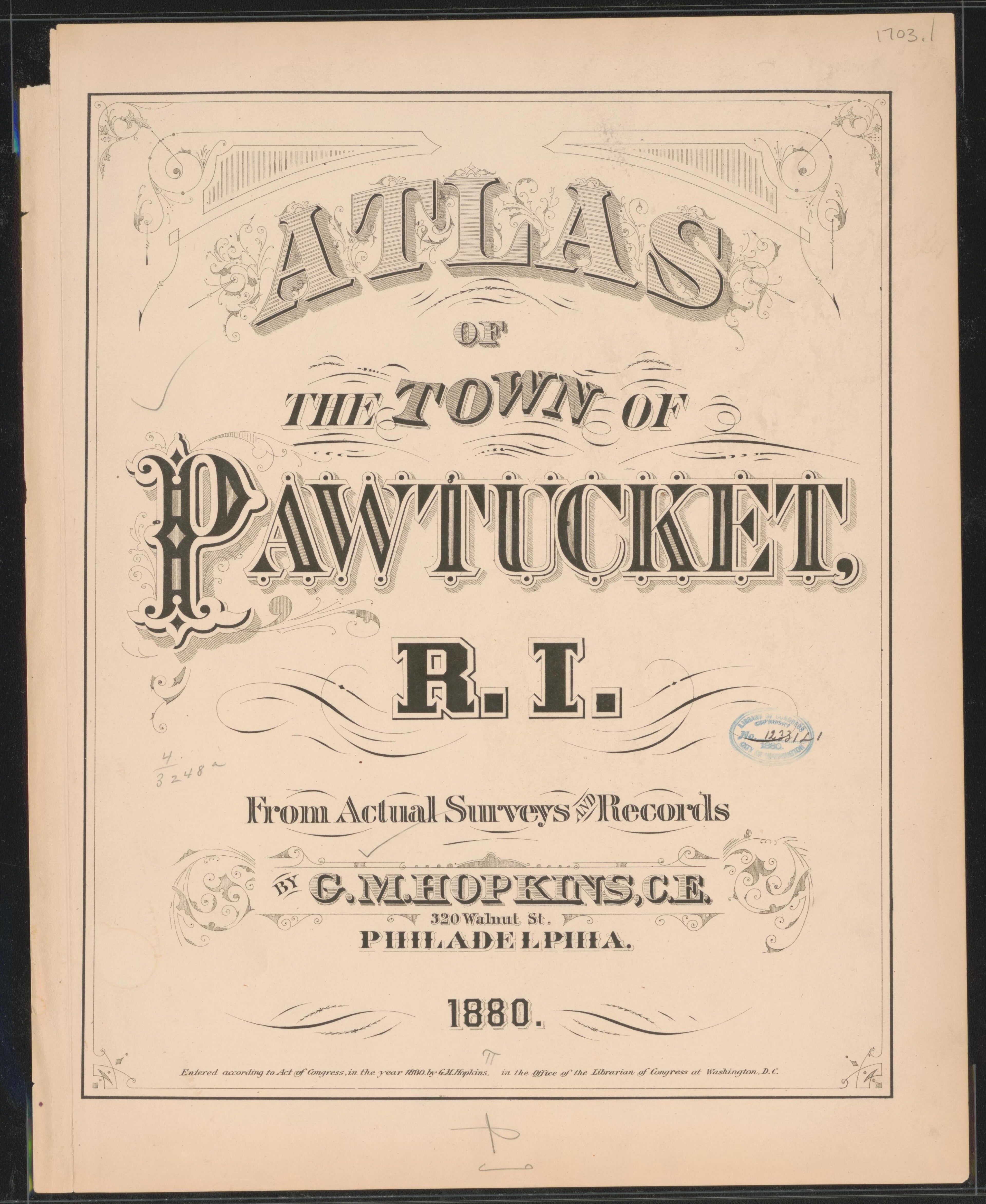 Image 2 of Atlas of the Town of Pawtucket, R.I. (maps Only) from Atlas of the Town of Pawtucket, R.I 1880 by Relic Map Company