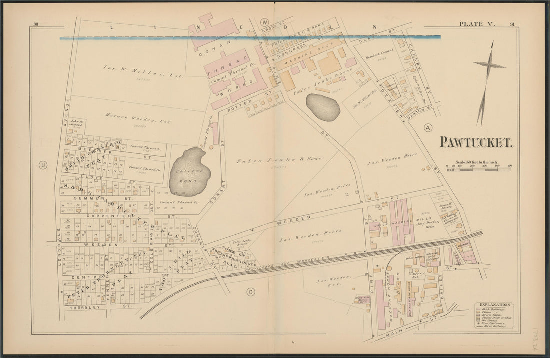 This old map of Pawtucket, Rhode Island,  was created by Hopkins, Griffith Morgan in 1880