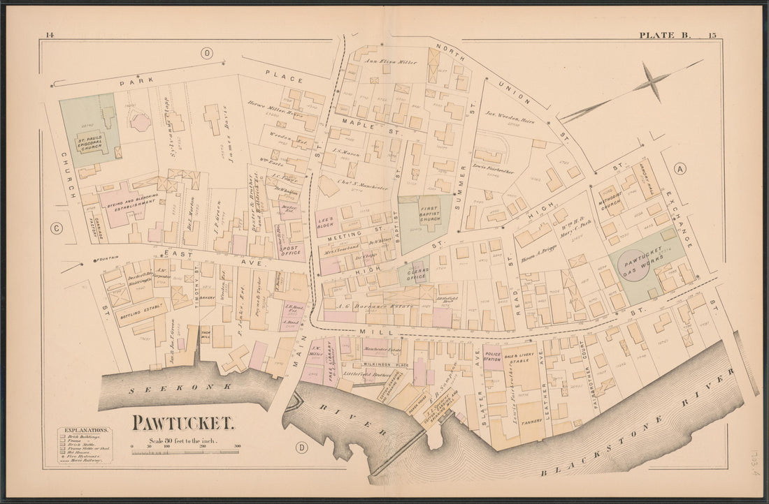 This old map of Pawtucket, Rhode Island,  was created by Hopkins, Griffith Morgan in 1880
