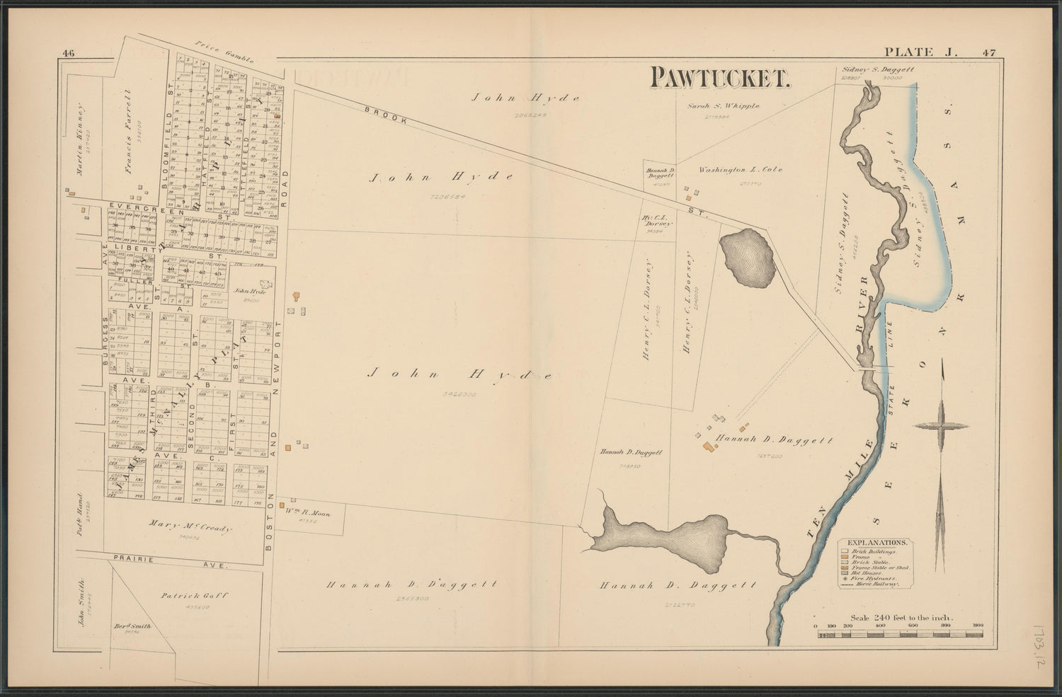 This old map of Pawtucket, Rhode Island,  was created by Hopkins, Griffith Morgan in 1880