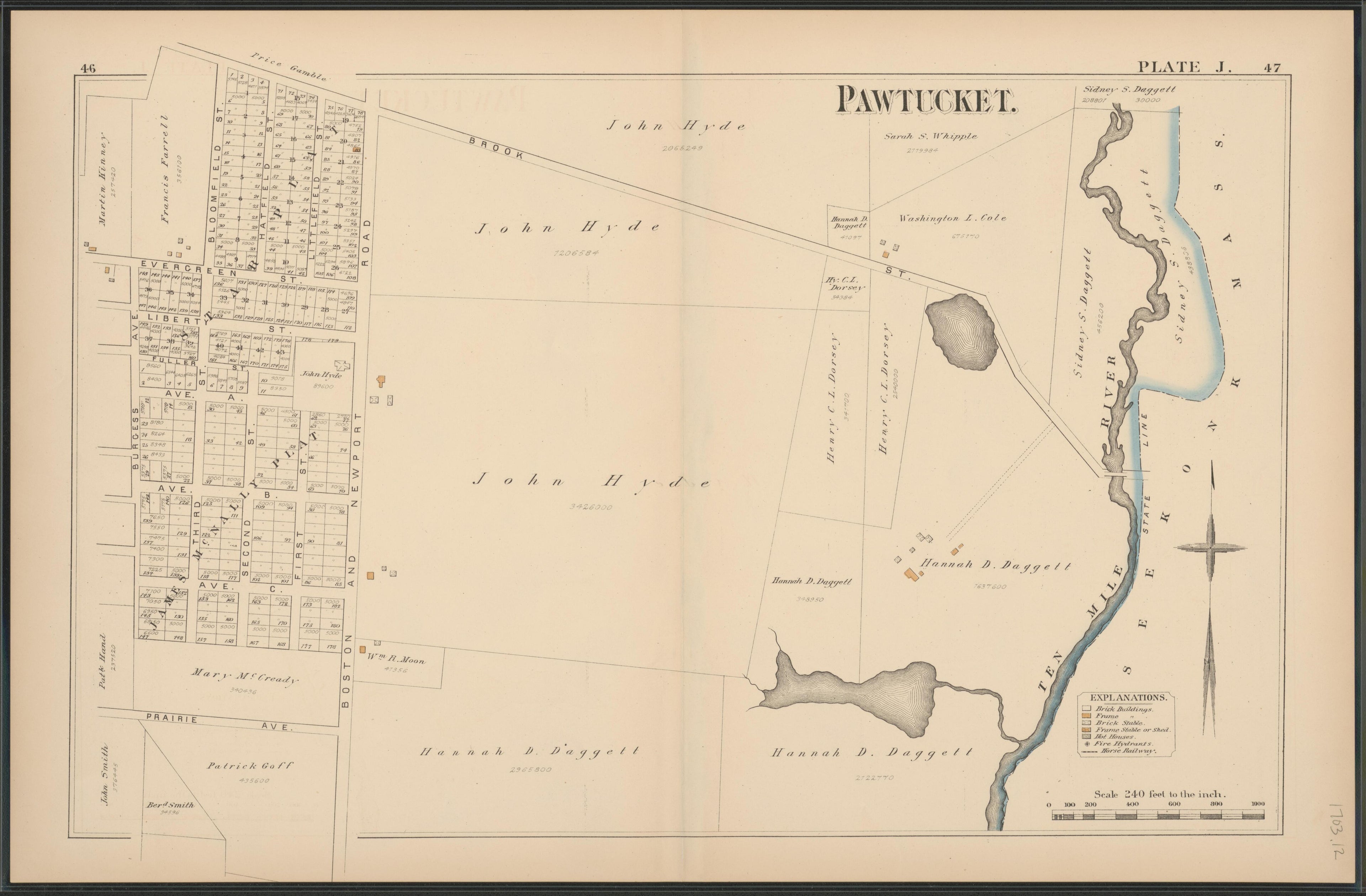 Image 13 of Atlas of the Town of Pawtucket, R.I. (maps Only) from Atlas of the Town of Pawtucket, R.I 1880 by Relic Map Company