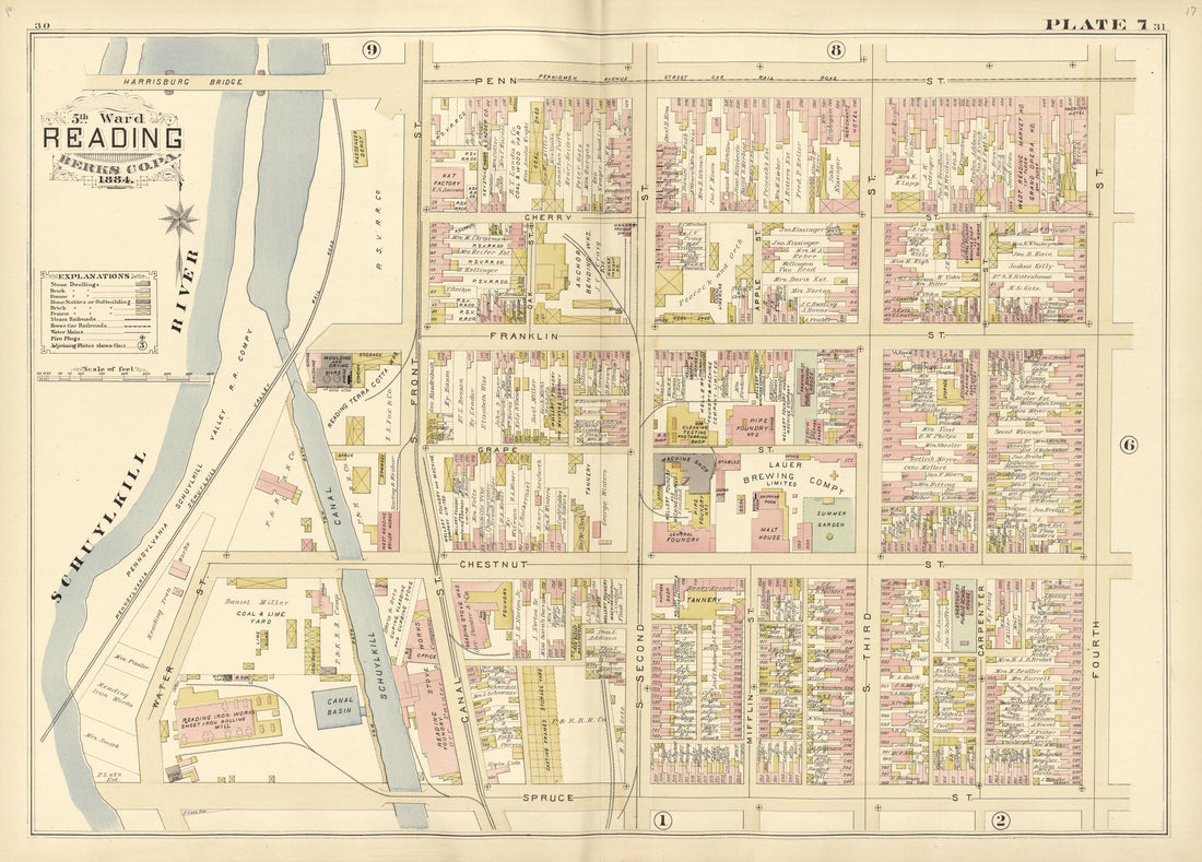 5th Ward Reading Berks County, Pa., 1884 from Property and Insurance Atlas of the City of Reading, Berks County, Pennsylvania. : from Official Records and Actual Surveys by Relic Map Company