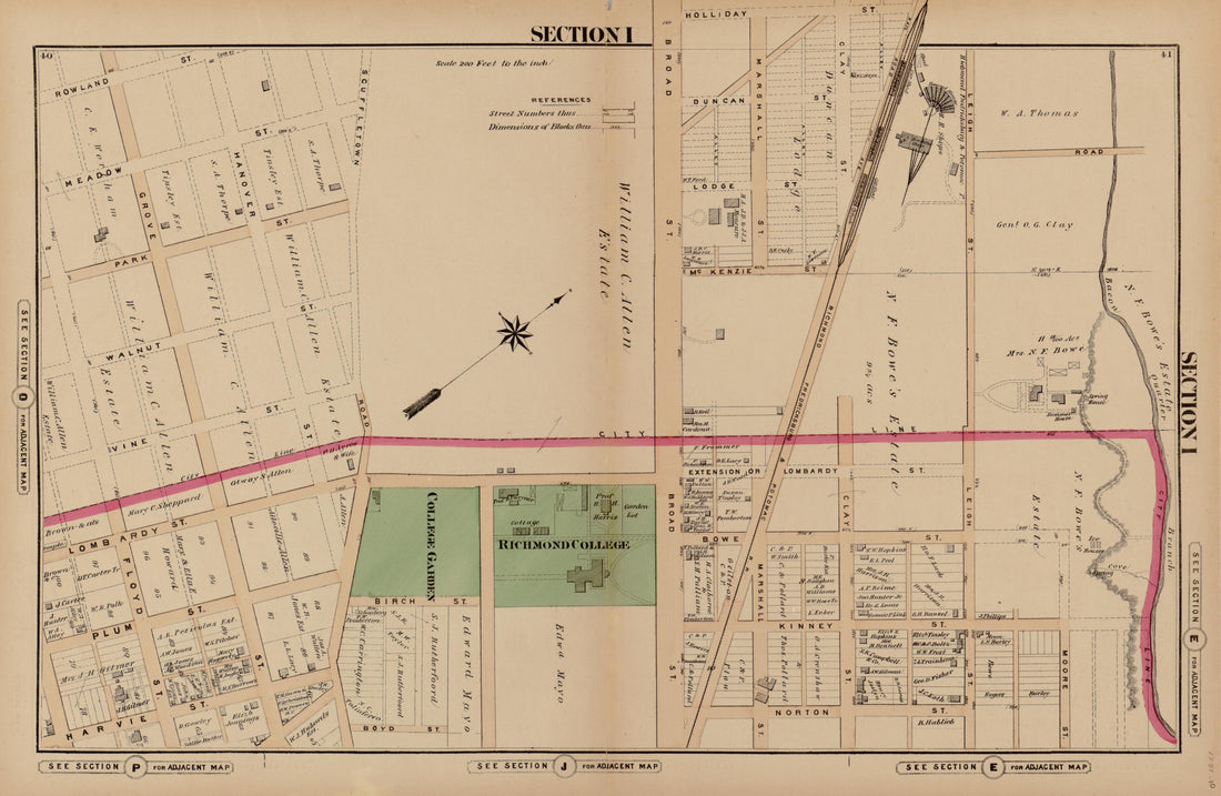 Section I from Illustrated Atlas of the City of Richmond, Va 1877 by Relic Map Company