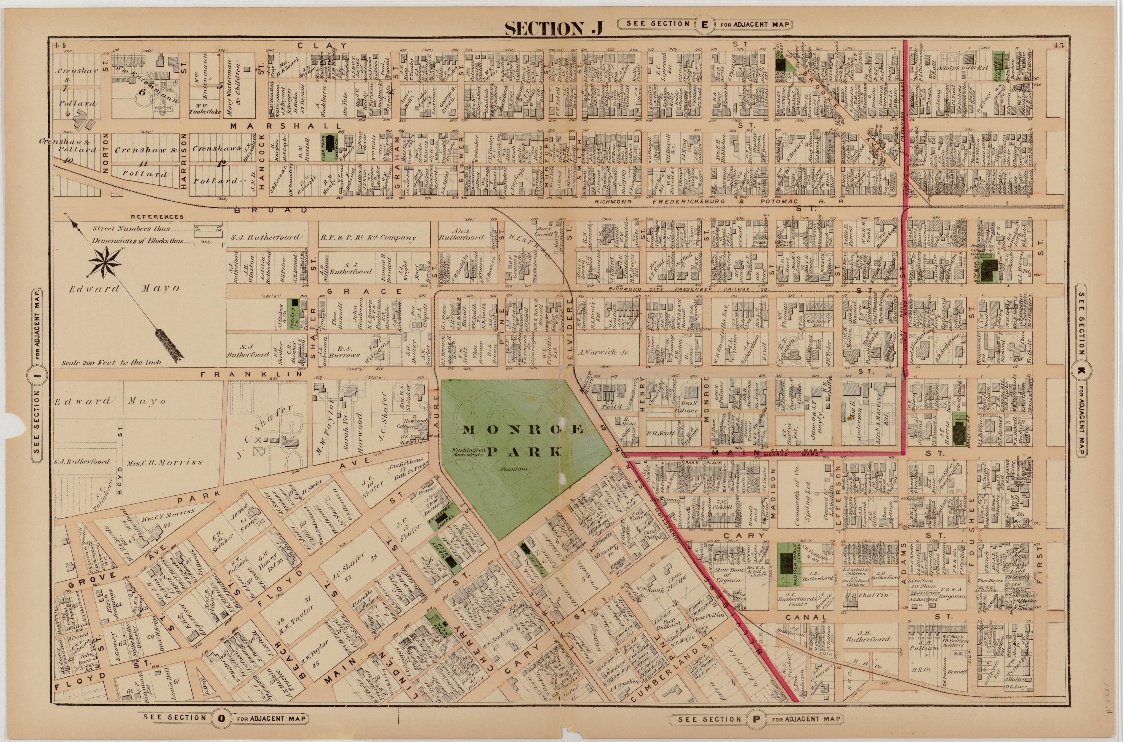 Section J from Illustrated Atlas of the City of Richmond, Va 1877 by Relic Map Company