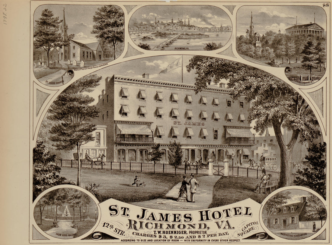 St. James Hotel from Illustrated Atlas of the City of Richmond, Va 1877 by Relic Map Company