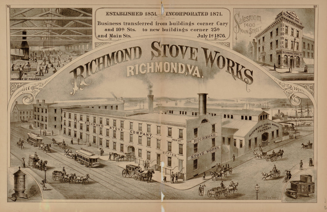 Richmond Stove Works from Illustrated Atlas of the City of Richmond, Va 1877 by Relic Map Company