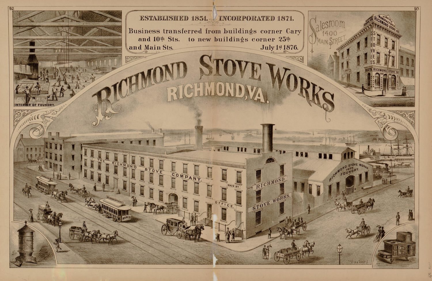 Richmond Stove Works from Illustrated Atlas of the City of Richmond, Va 1877 by Relic Map Company