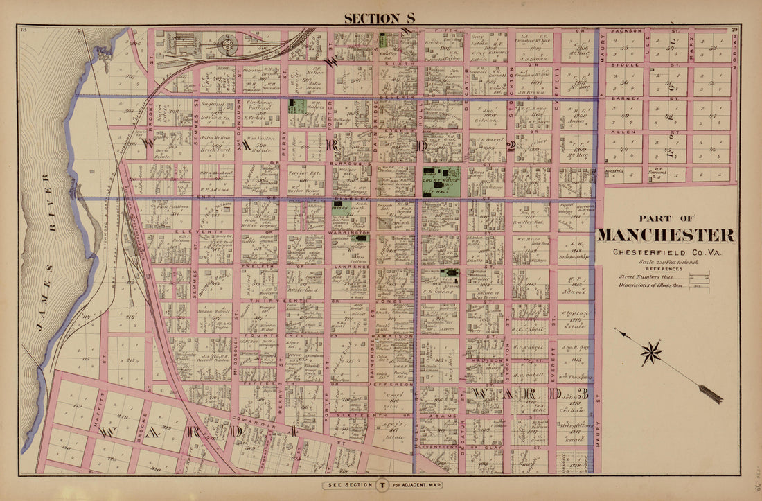 Section S from Illustrated Atlas of the City of Richmond, Va 1877 by Relic Map Company