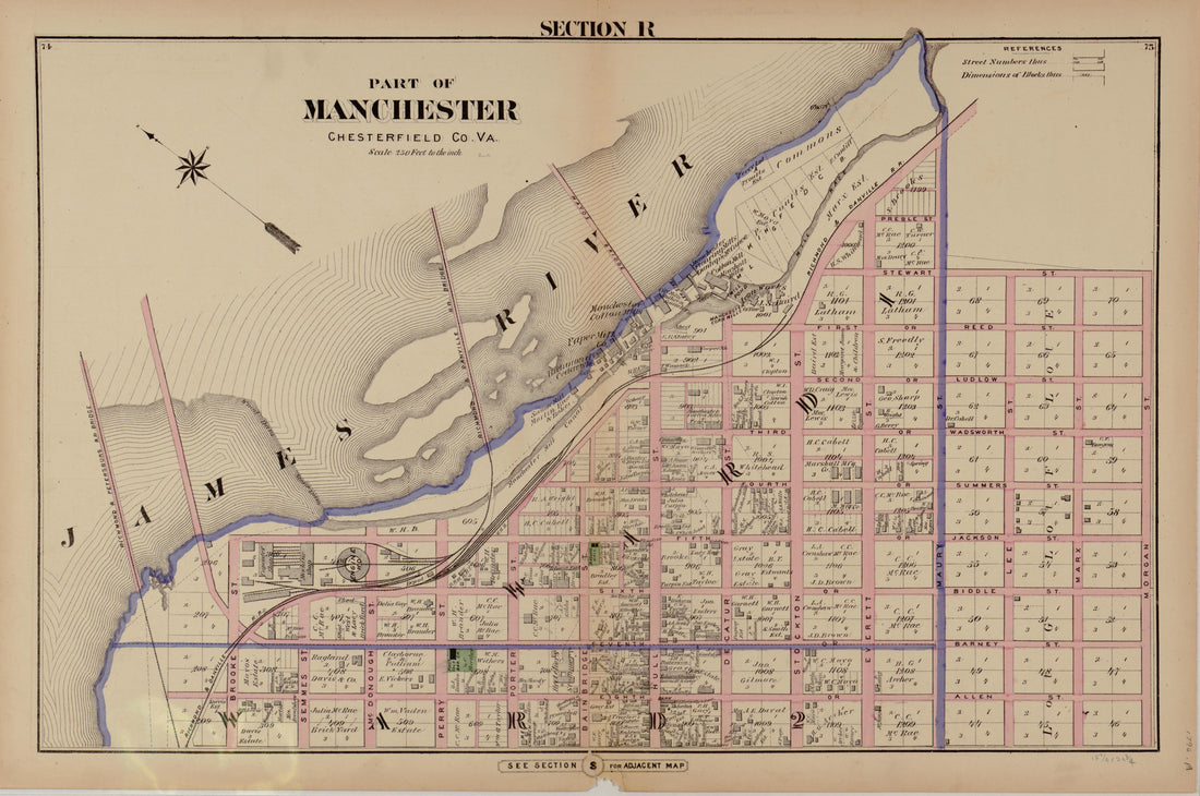 Section R from Illustrated Atlas of the City of Richmond, Va 1877 by Relic Map Company