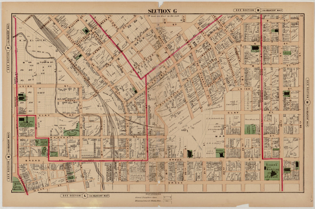 Section G from Illustrated Atlas of the City of Richmond, Va 1877 by Relic Map Company