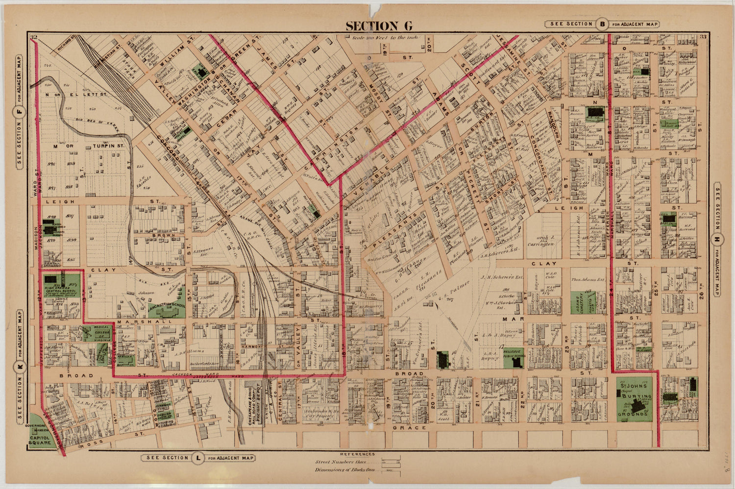 Section G from Illustrated Atlas of the City of Richmond, Va 1877 by Relic Map Company