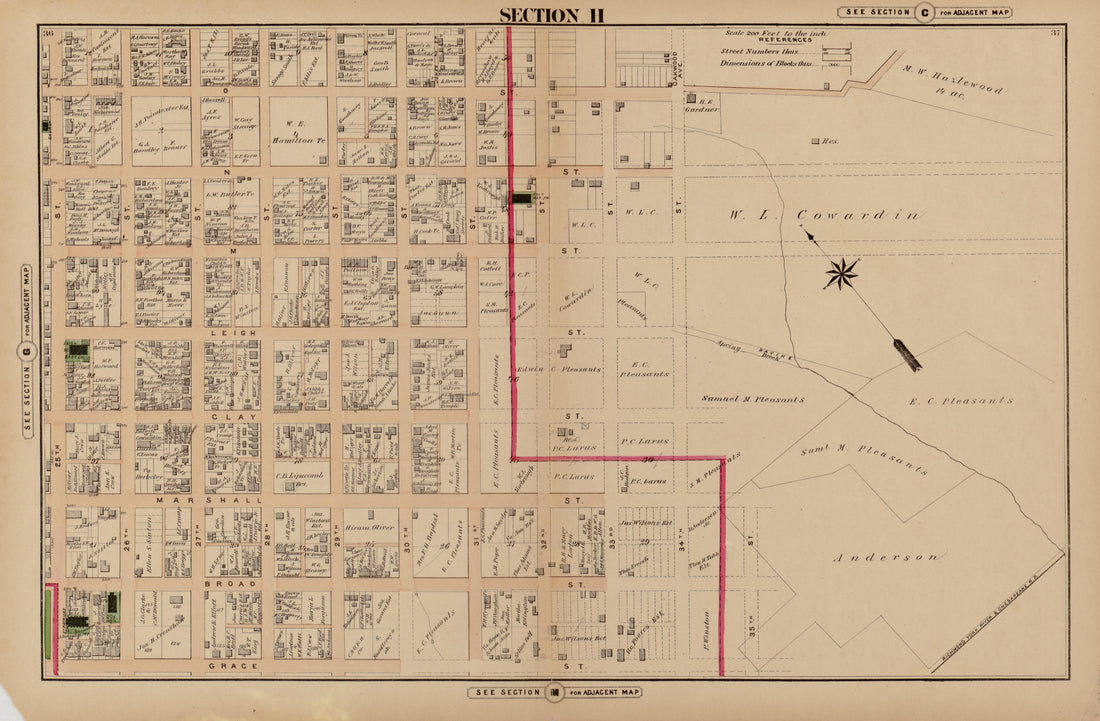 Section H from Illustrated Atlas of the City of Richmond, Va 1877 by Relic Map Company