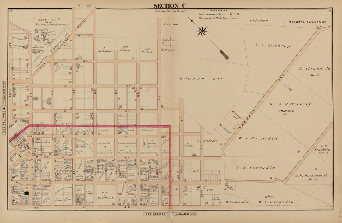 Section C from Illustrated Atlas of the City of Richmond, Va 1877 by Relic Map Company