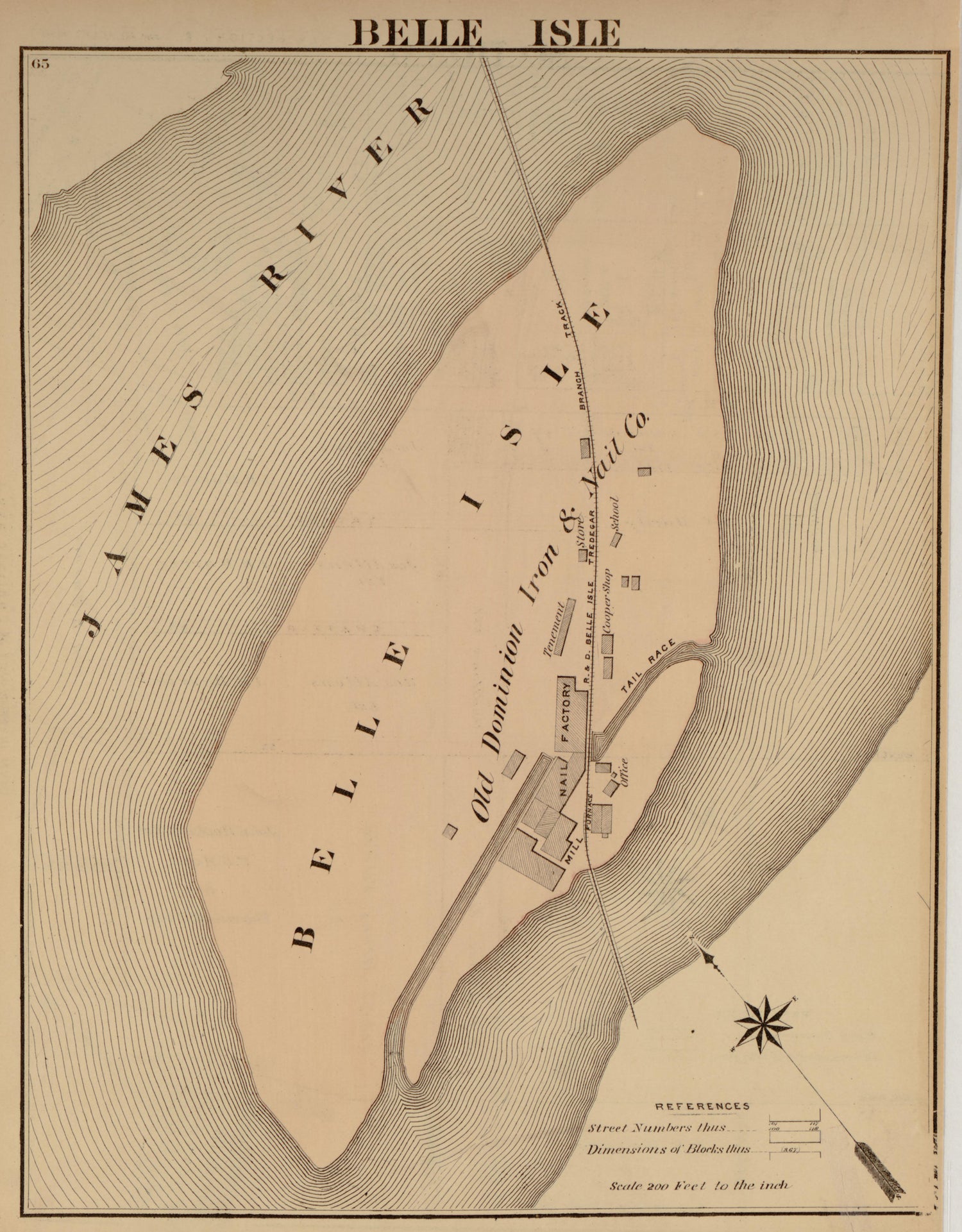 Belle Island from Illustrated Atlas of the City of Richmond, Va 1877 by Relic Map Company