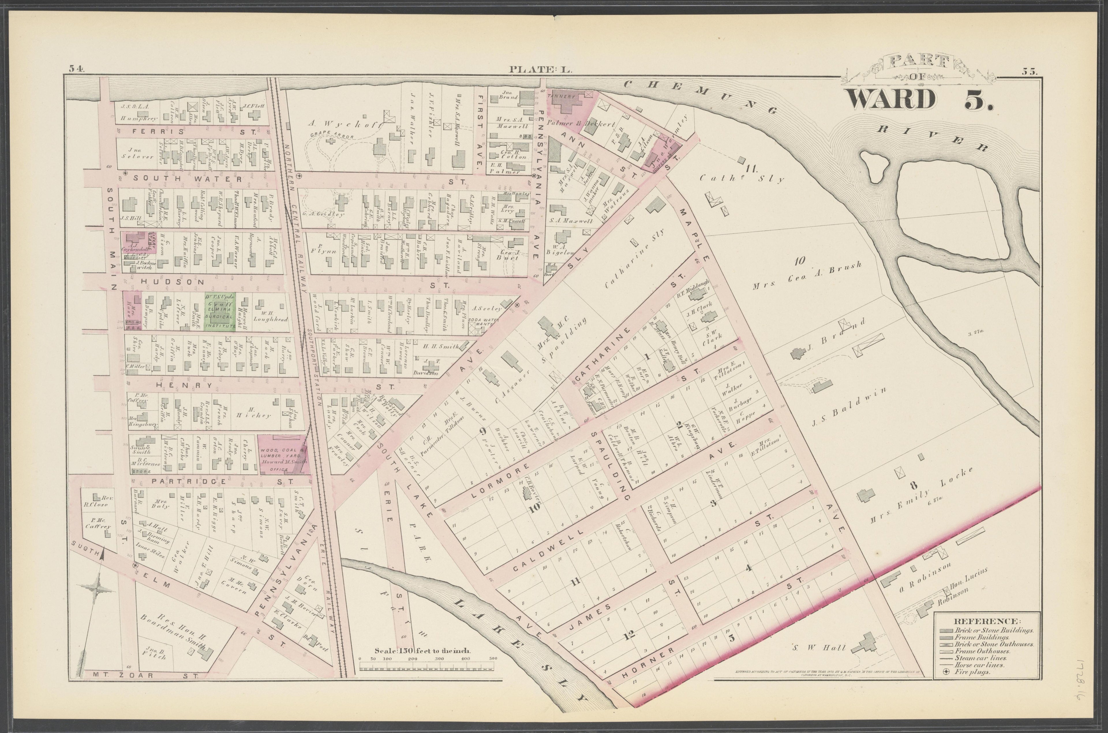 Image 18 of City Atlas of Elmira, New York (maps Only) from City Atlas of Elmira, New York : from Official Records, Private Plans and Actual Surveys, Based Upon Plans Deposited In the Department of Surveys 1876 by Relic Map Company