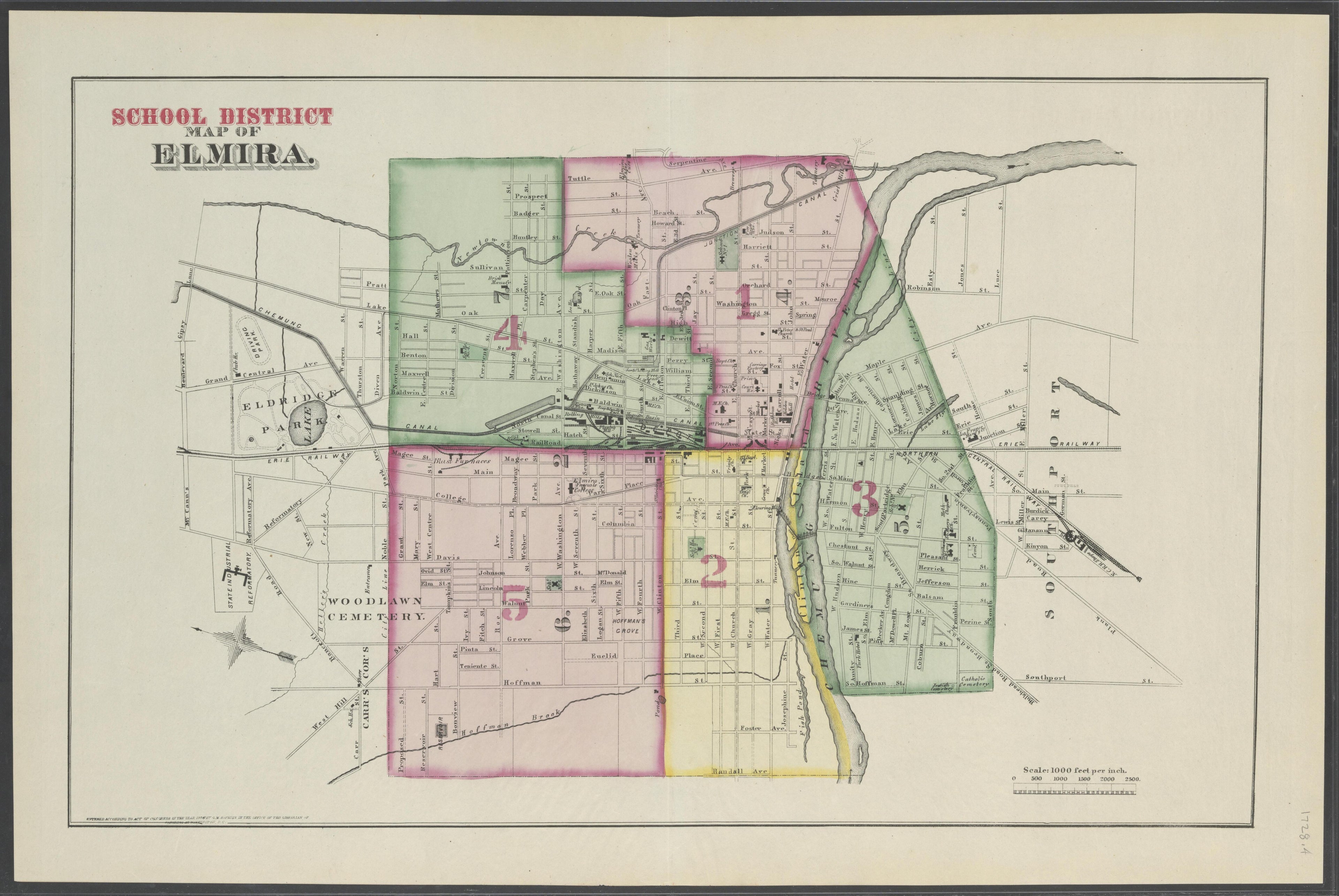 Image 6 of City Atlas of Elmira, New York (maps Only) from City Atlas of Elmira, New York : from Official Records, Private Plans and Actual Surveys, Based Upon Plans Deposited In the Department of Surveys 1876 by Relic Map Company