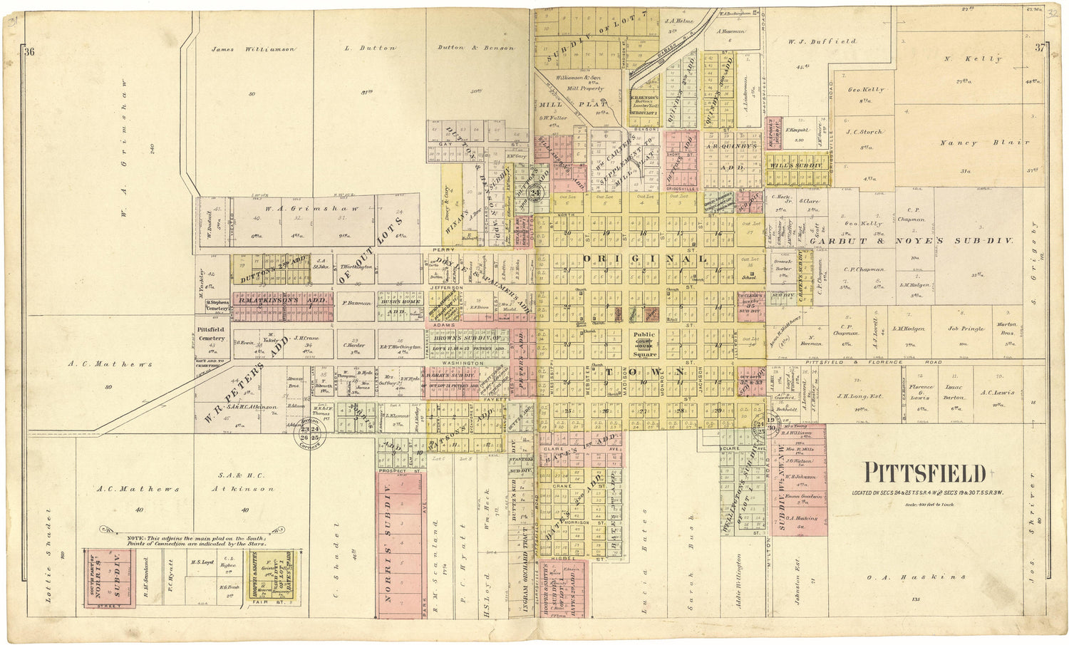 Pittsfield from Plat Book of Pike County, Illinois 1895 by Relic Map Company