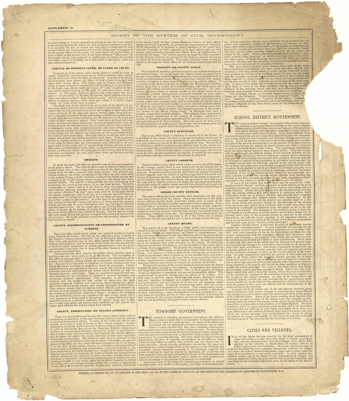 Digest of the System of Civil Government Continued from Plat Book of Pike County, Illinois 1895 by Relic Map Company