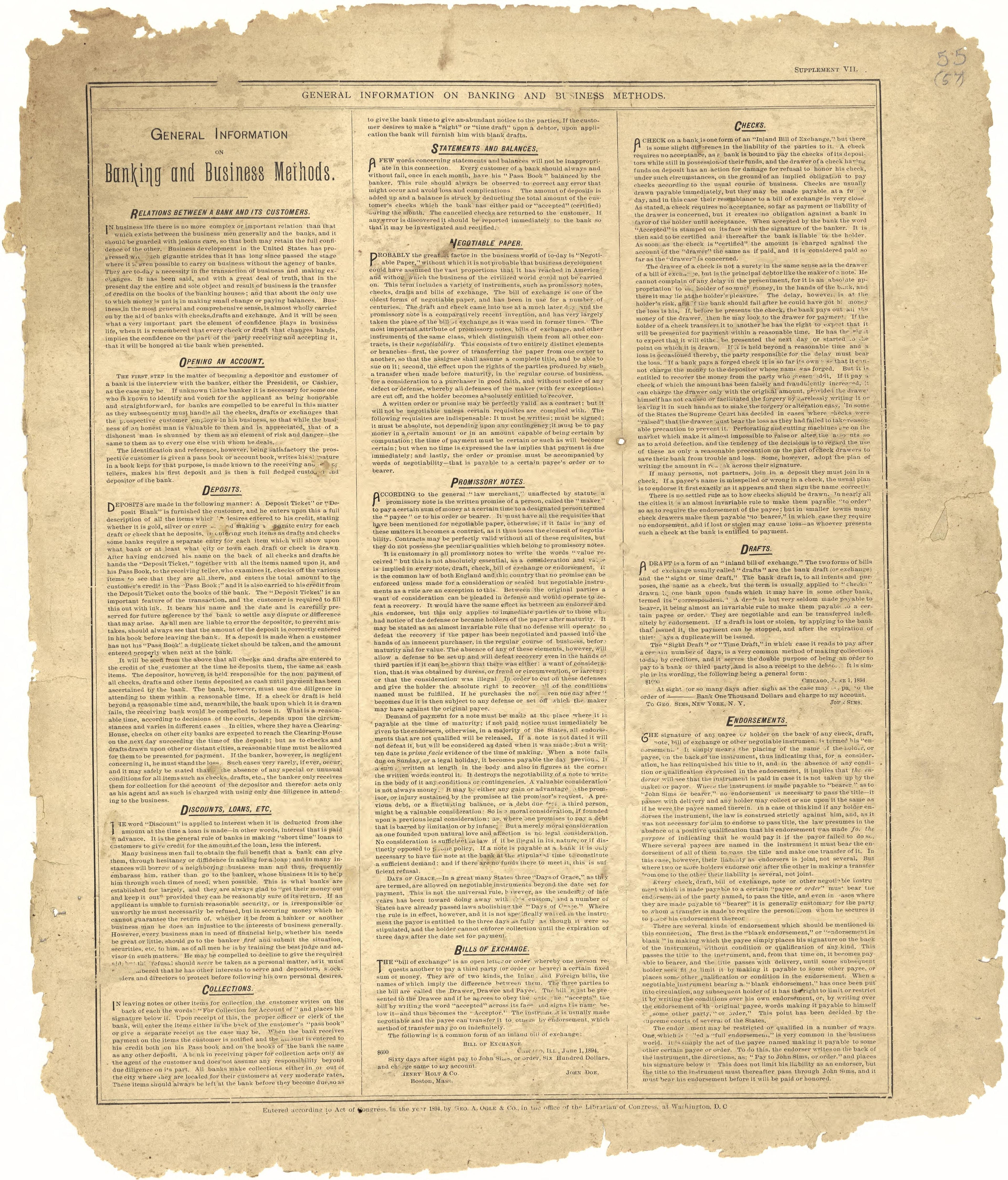 General Information On Banking and Business Methods from Plat Book of Pike County, Illinois 1895 by Relic Map Company