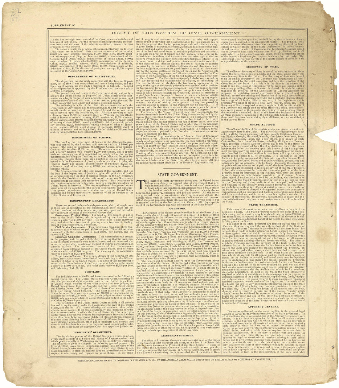 Digest of the System of Civil Government Continued from Plat Book of Pike County, Illinois 1895 by Relic Map Company