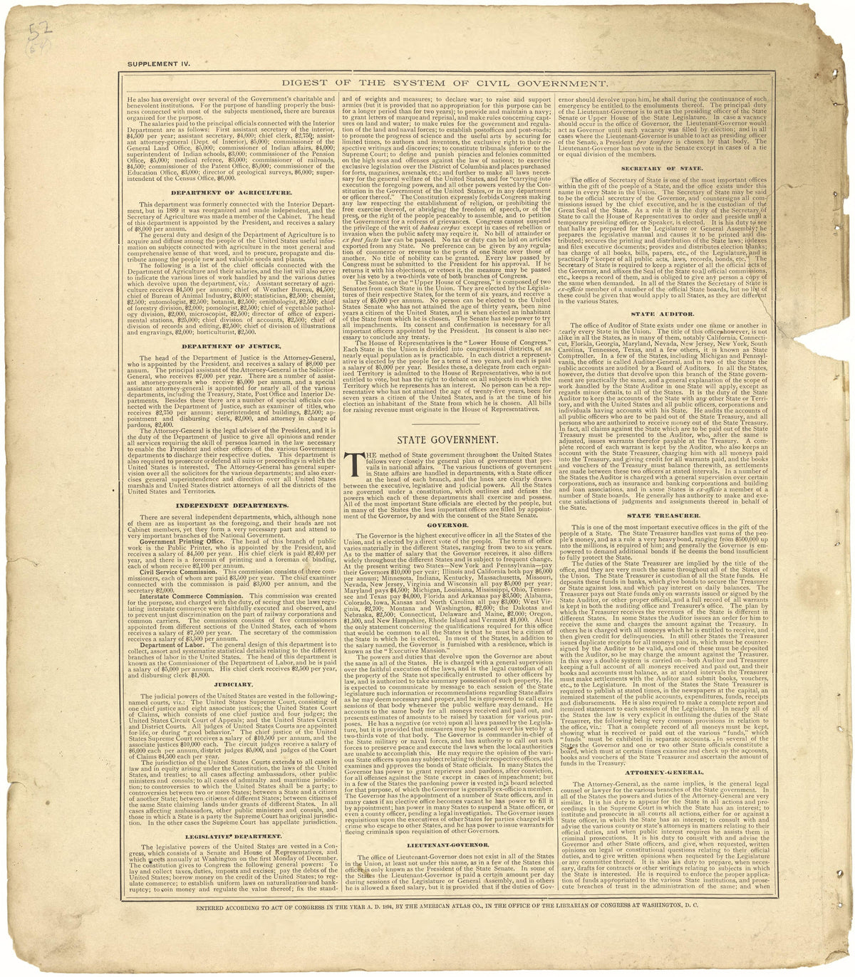 Digest of the System of Civil Government Continued from Plat Book of Pike County, Illinois 1895 by Relic Map Company