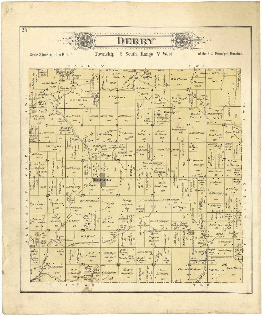 Derry from Plat Book of Pike County, Illinois 1895 by Relic Map Company