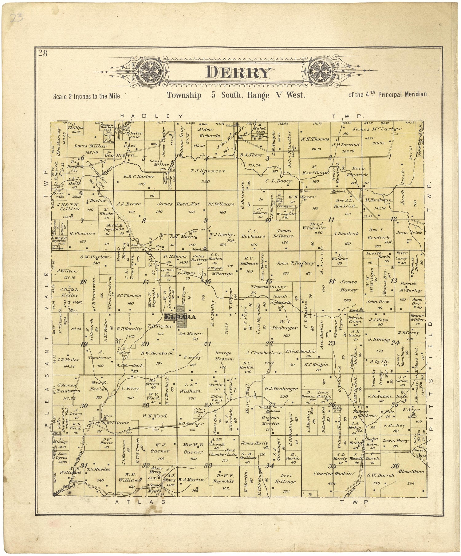 Derry from Plat Book of Pike County, Illinois 1895 by Relic Map Company