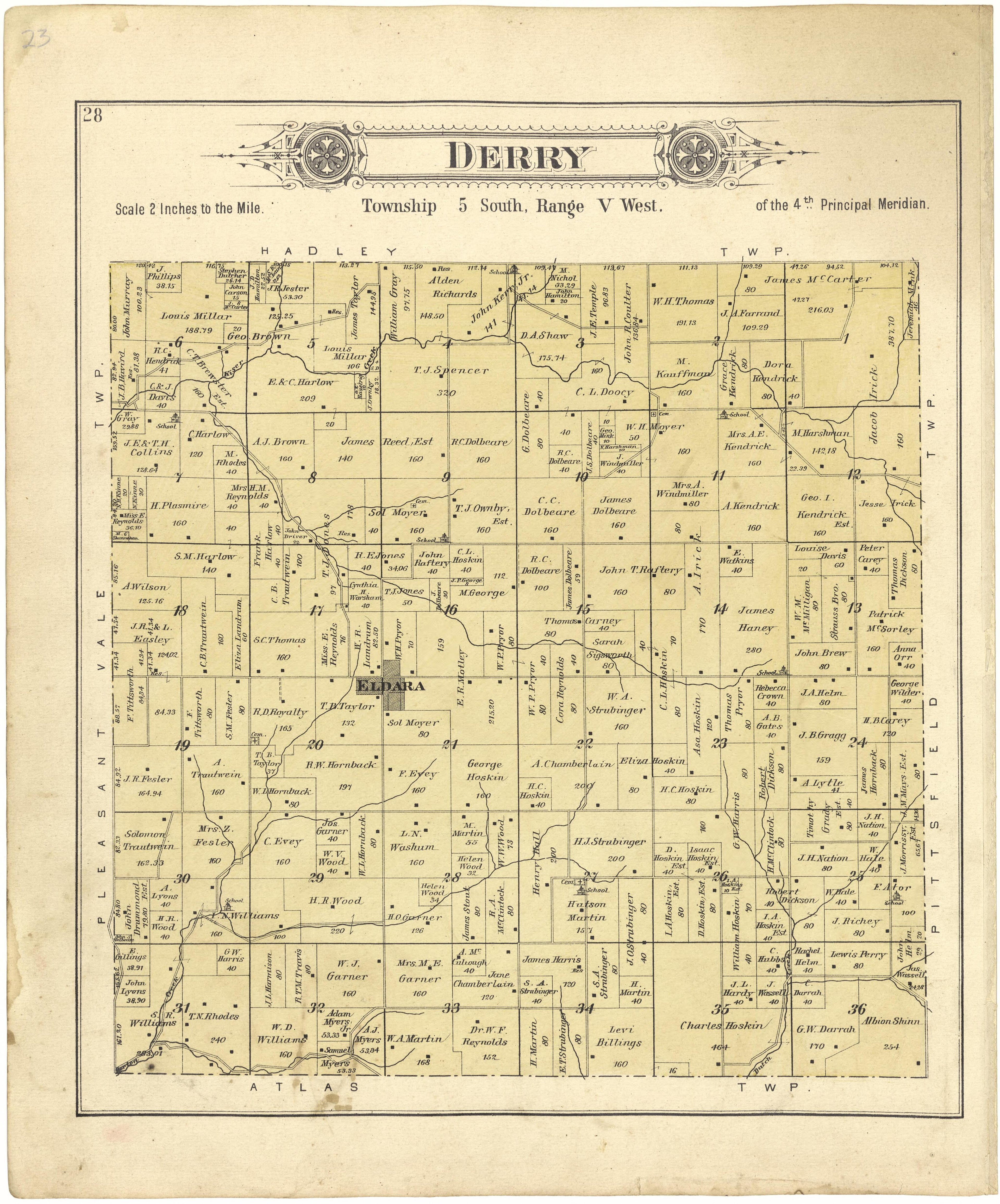 Derry from Plat Book of Pike County, Illinois 1895 by Relic Map Company