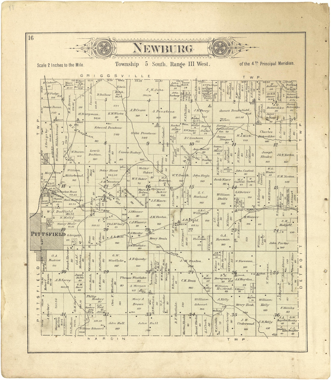 Newburg from Plat Book of Pike County, Illinois 1895 by Relic Map Company
