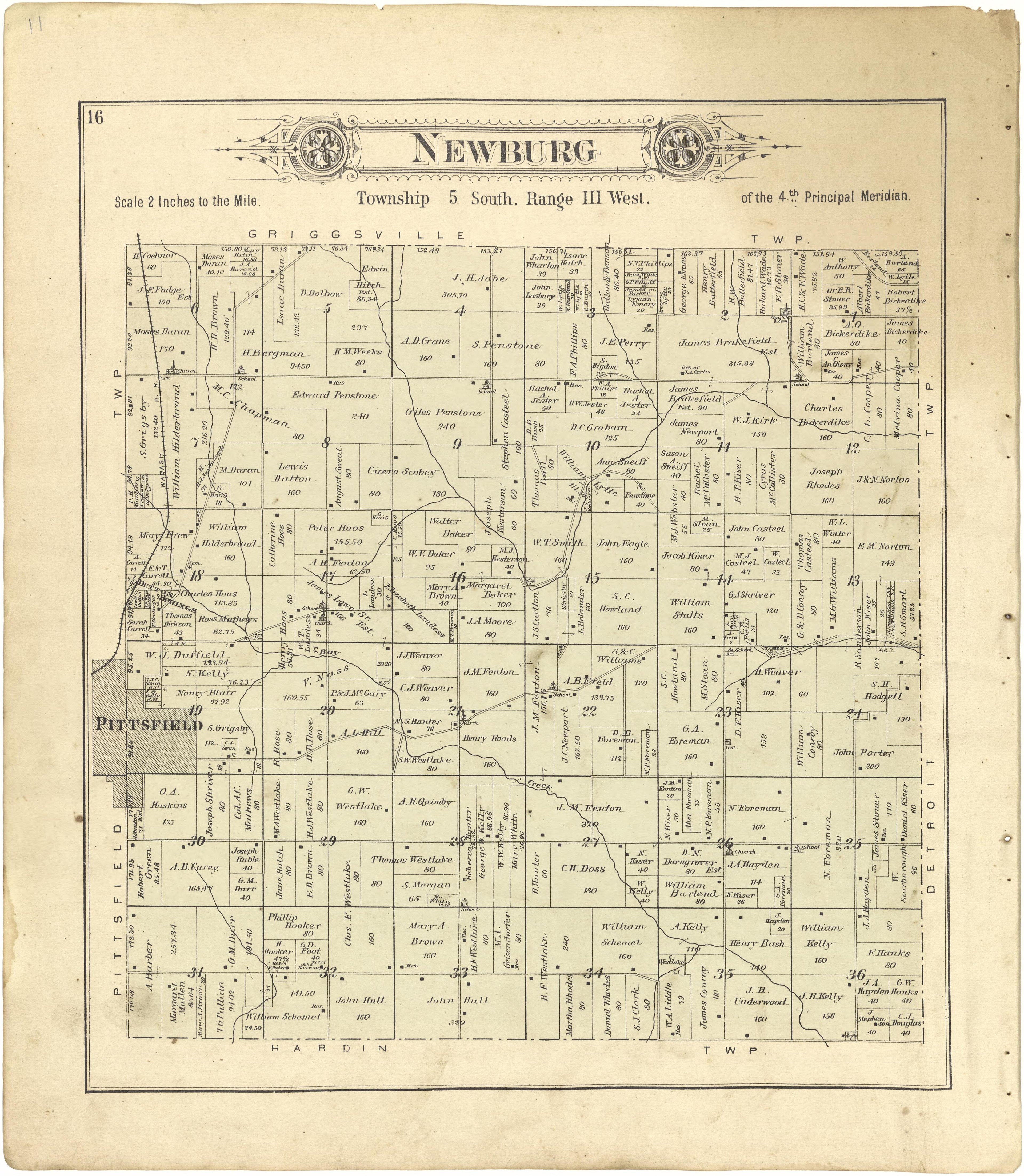 Newburg from Plat Book of Pike County, Illinois 1895 by Relic Map Company
