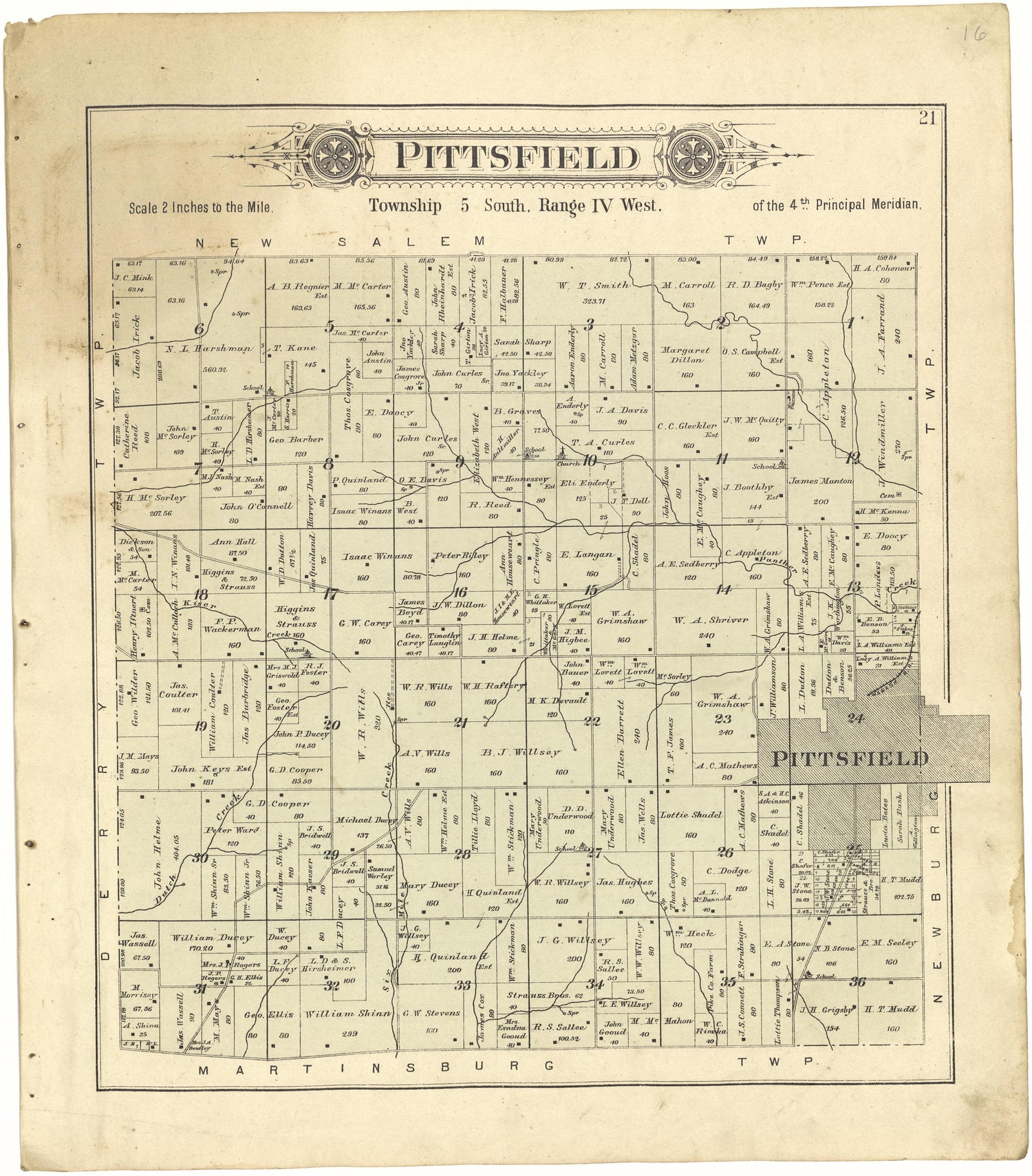 Pittsfield from Plat Book of Pike County, Illinois 1895 by Relic Map Company
