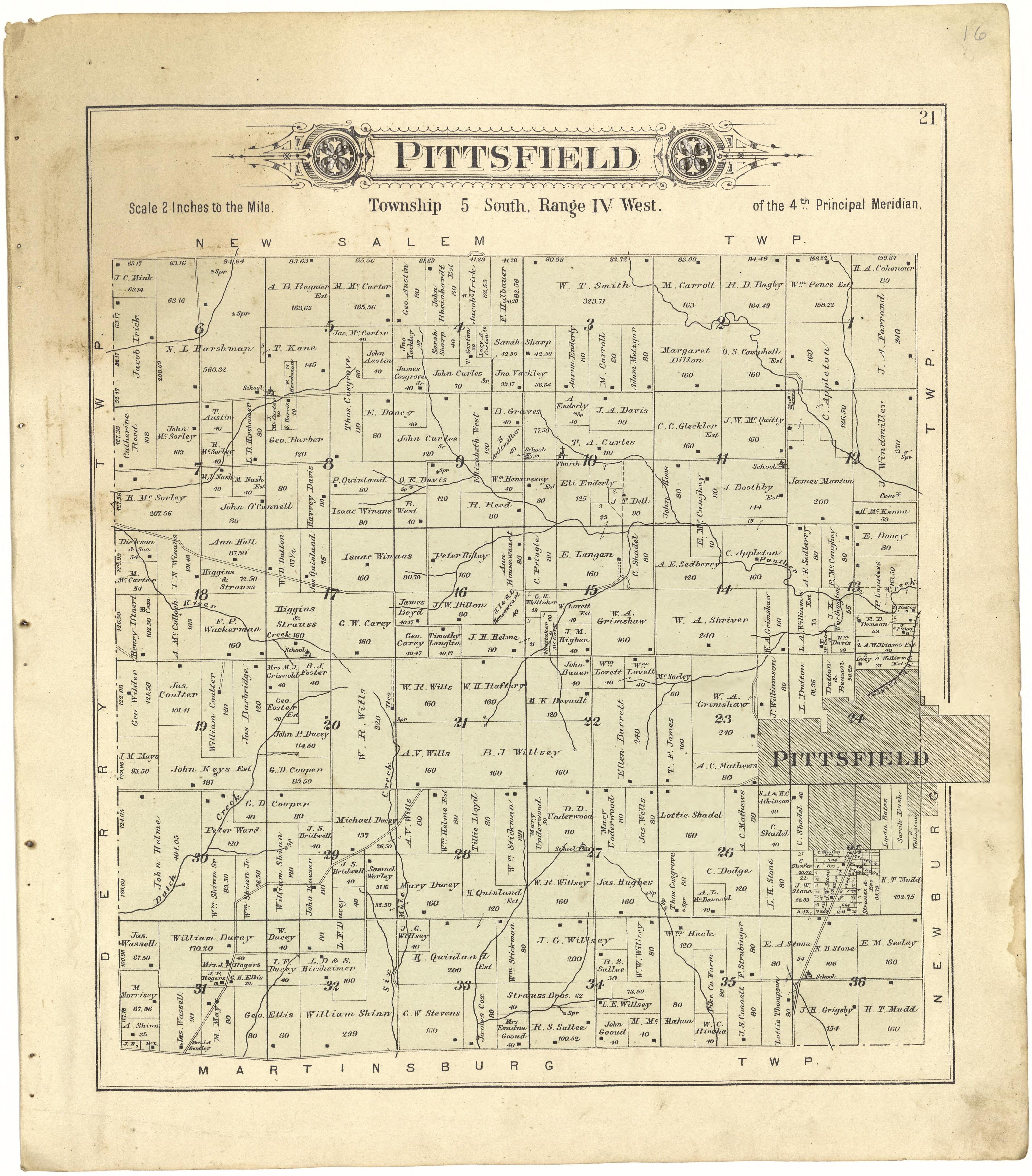 Pittsfield from Plat Book of Pike County, Illinois 1895 by Relic Map Company