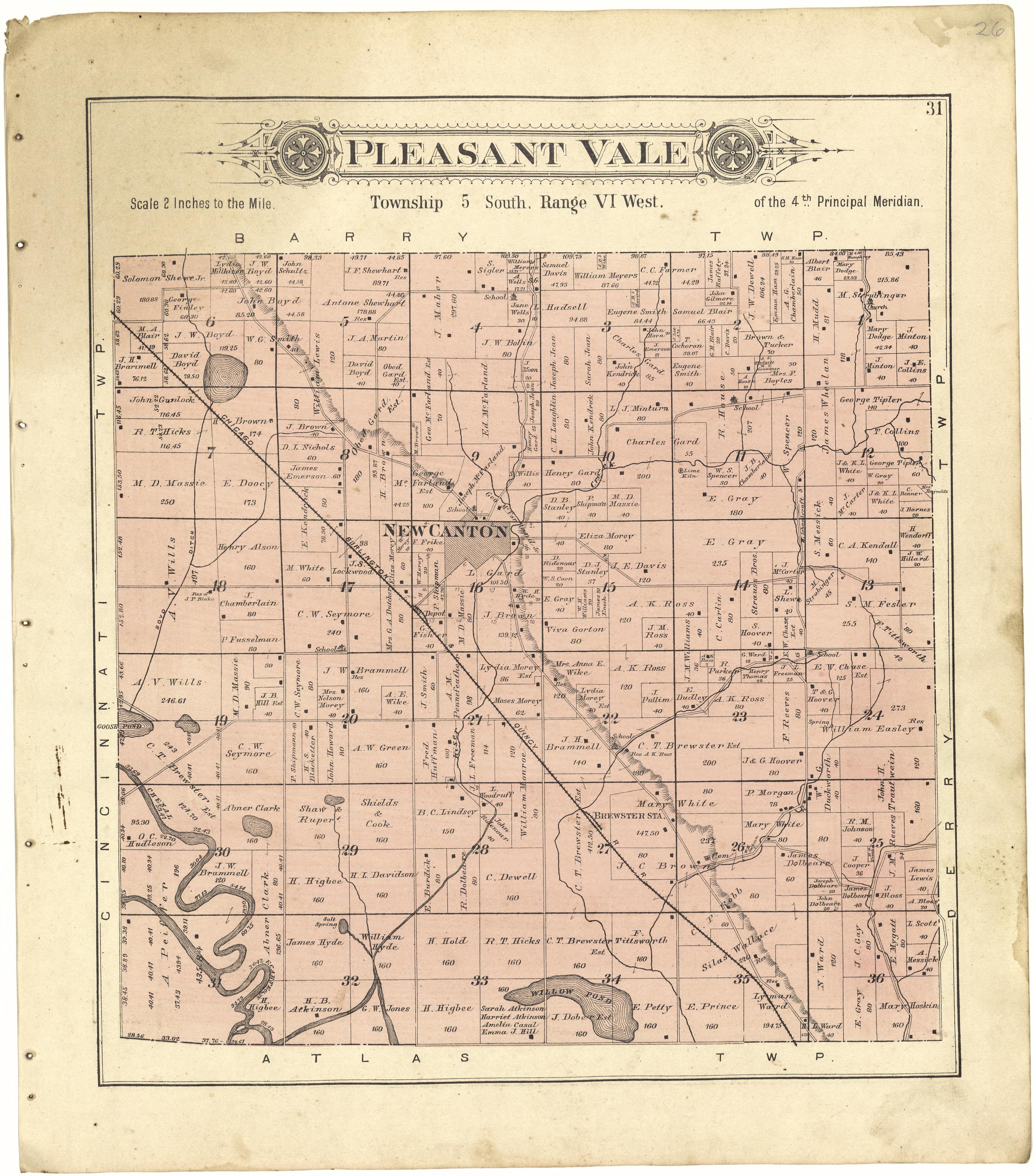 Pleasant Vale from Plat Book of Pike County, Illinois 1895 by Relic Map Company
