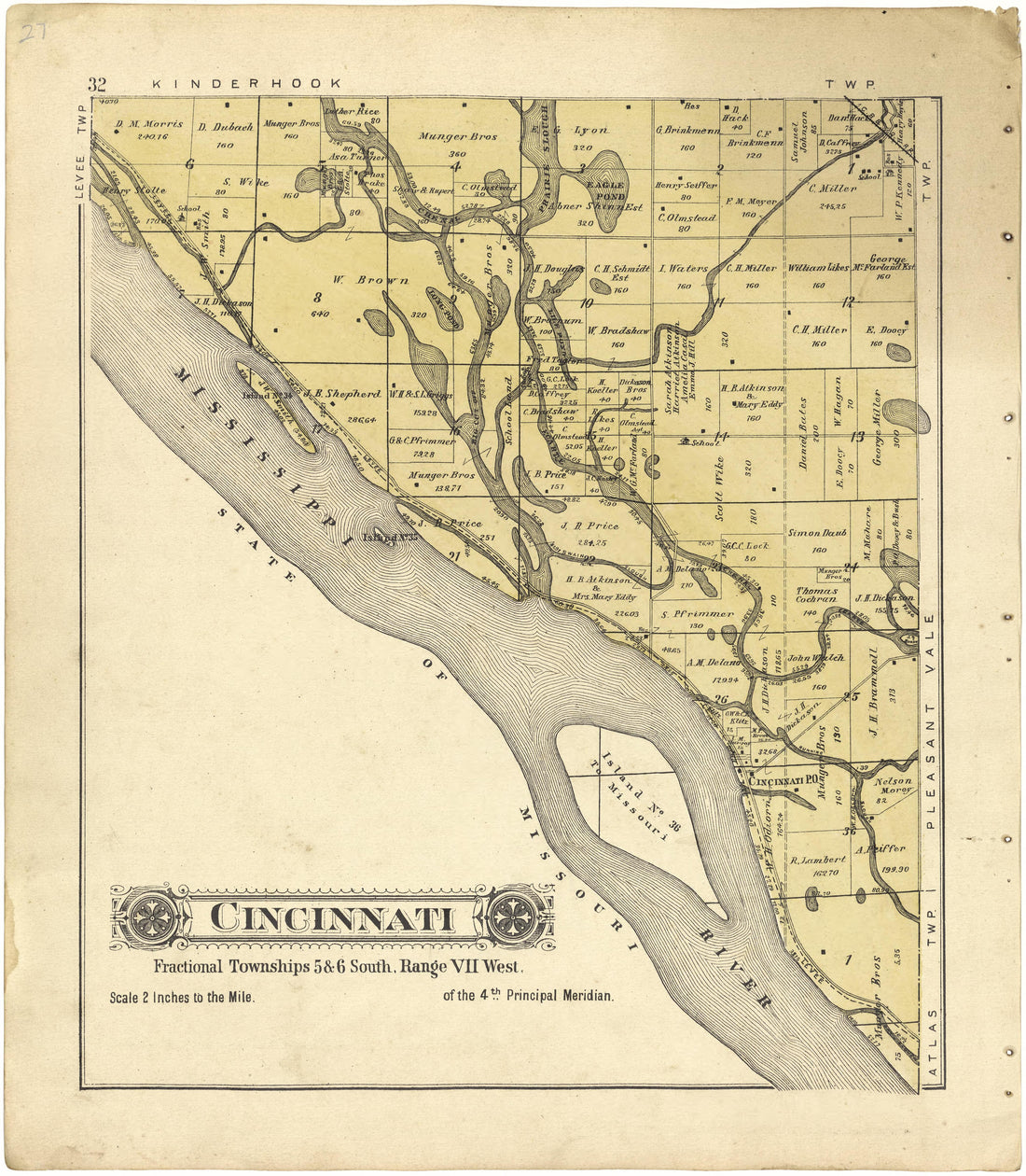 Cincinnati from Plat Book of Pike County, Illinois 1895 by Relic Map Company