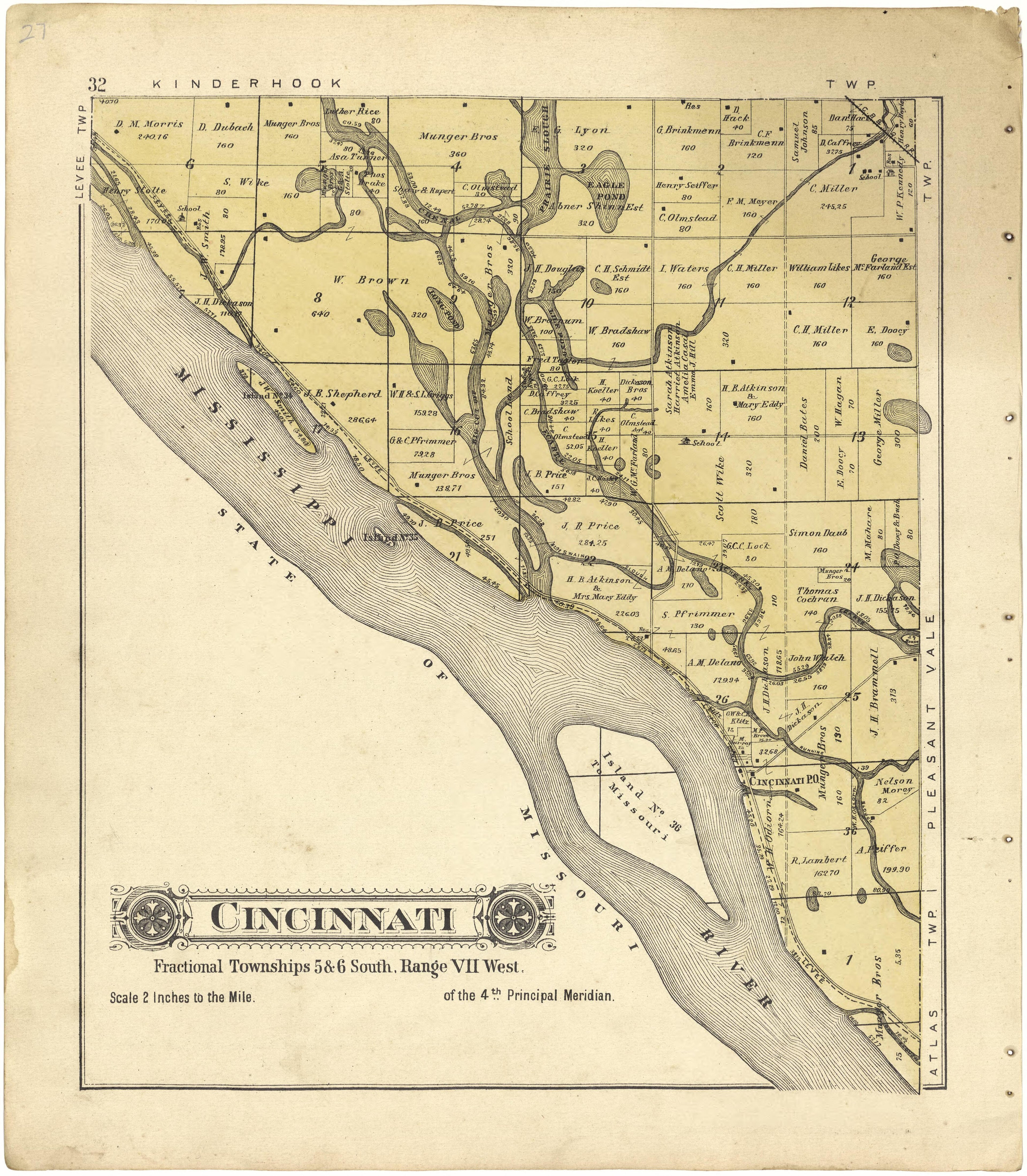 Cincinnati from Plat Book of Pike County, Illinois 1895 by Relic Map Company