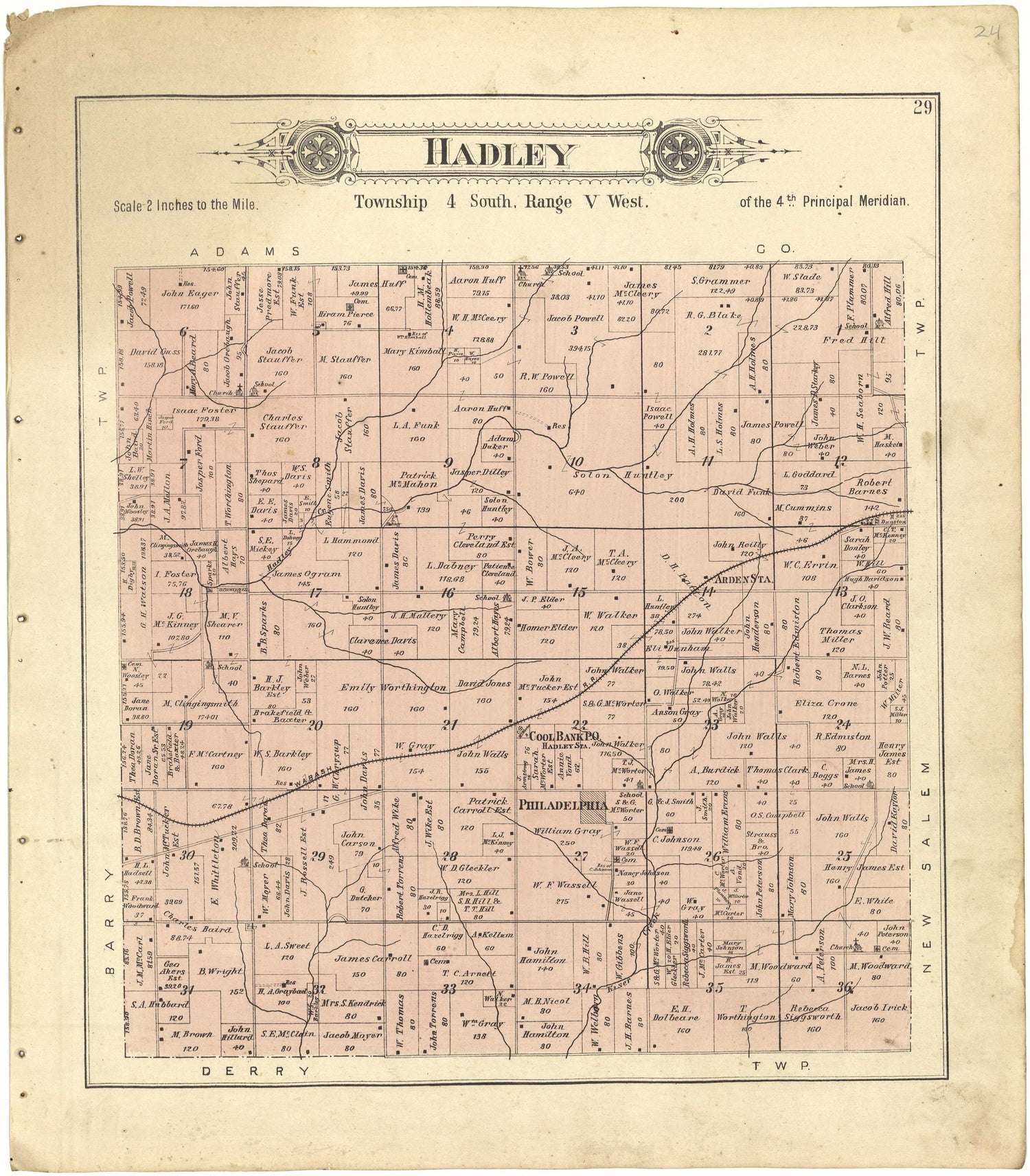 Hadley from Plat Book of Pike County, Illinois 1895 by Relic Map Company