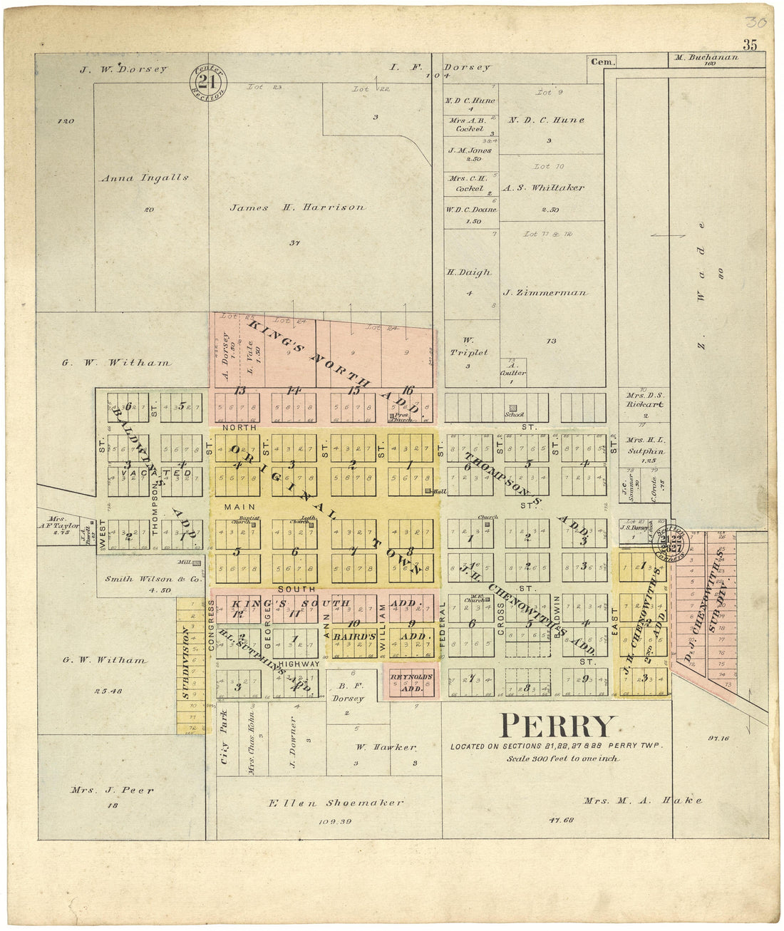 Perry from Plat Book of Pike County, Illinois 1895 by Relic Map Company