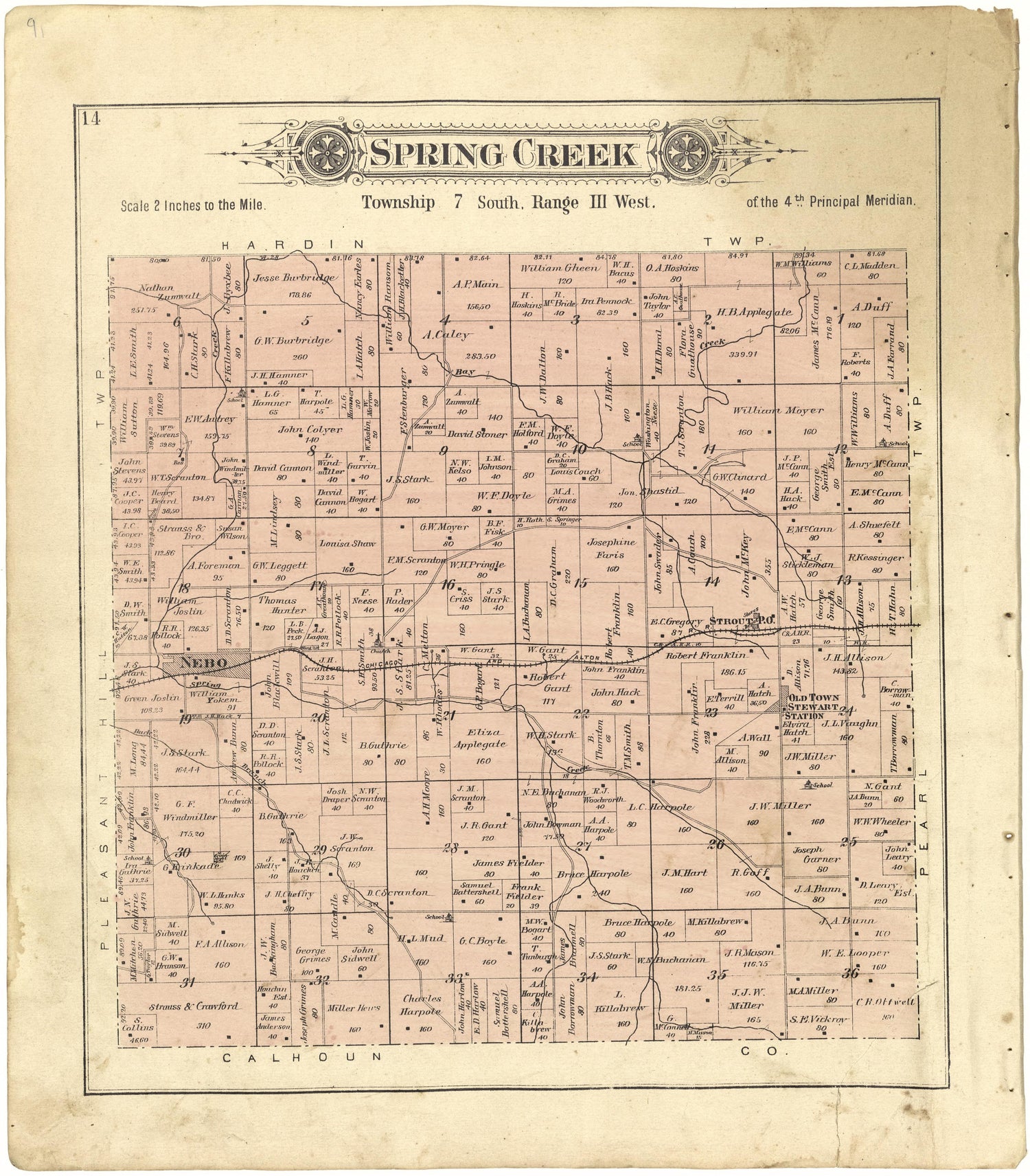 Spring Creek from Plat Book of Pike County, Illinois 1895 by Relic Map Company