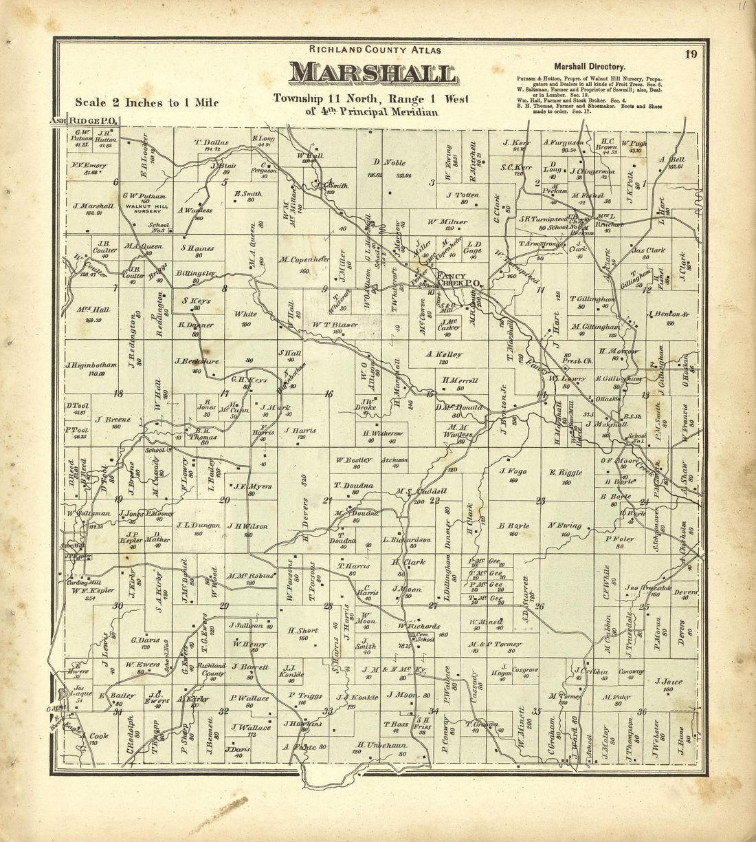 Map of Marshall from Atlas of Richland County, Wisconsin : Drawn from Actual Surveys and the County Records to Which Is Added a Rail Road &amp; Sectional Map of the State of Wisconsin 1874 by Relic Map Company