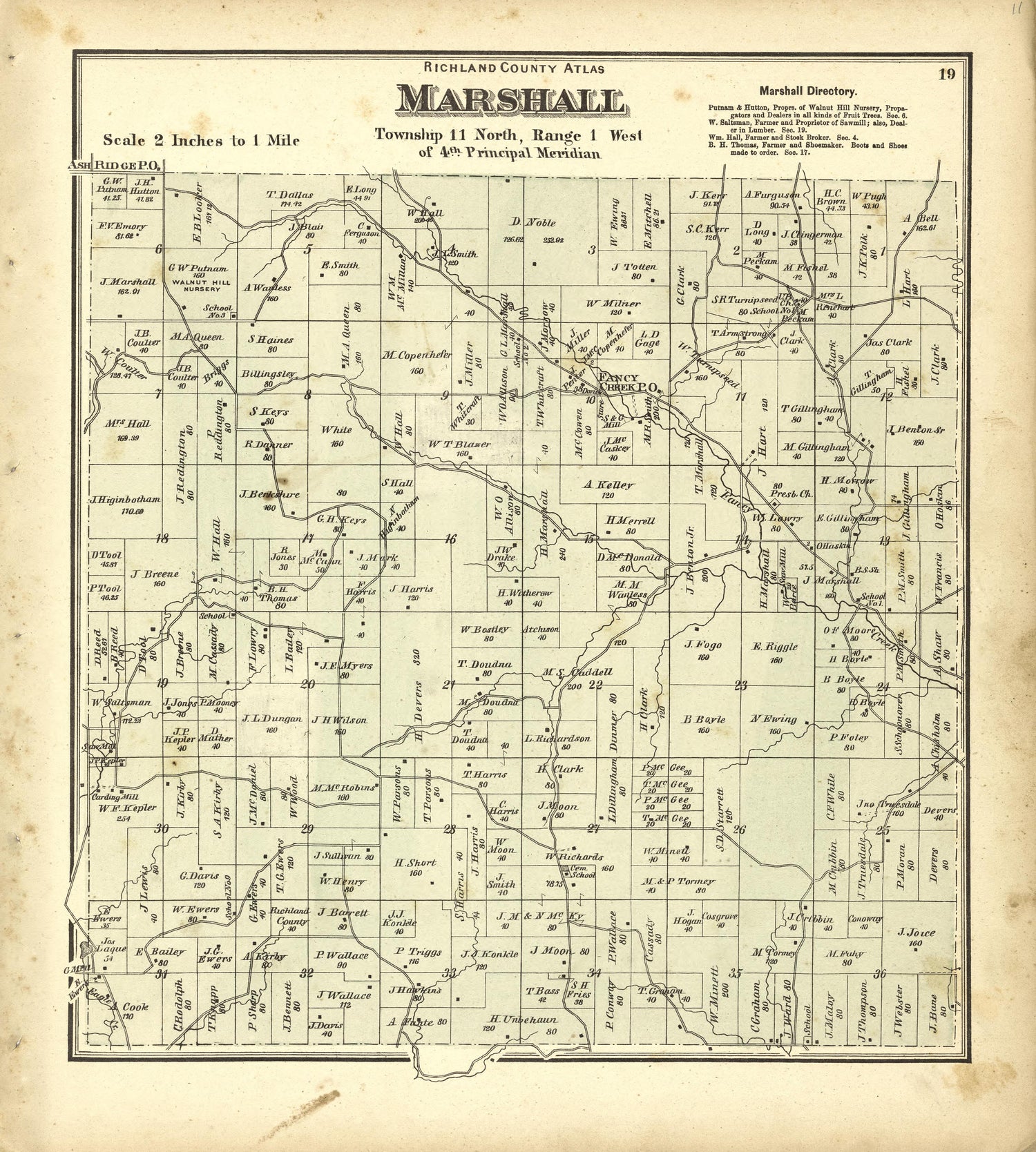 Map of Marshall from Atlas of Richland County, Wisconsin : Drawn from Actual Surveys and the County Records to Which Is Added a Rail Road &amp; Sectional Map of the State of Wisconsin 1874 by Relic Map Company