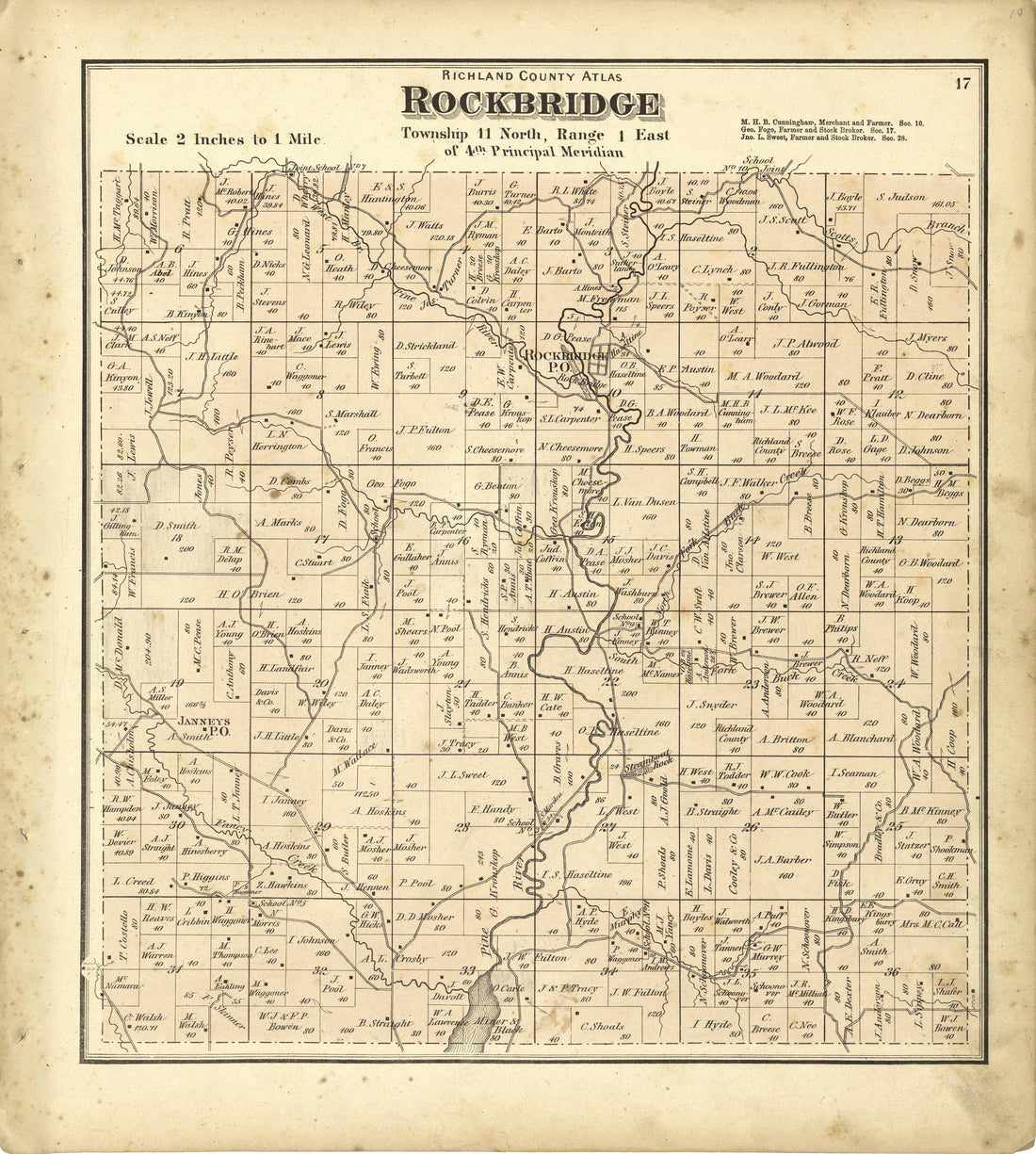 Map of Rockbridge from Atlas of Richland County, Wisconsin : Drawn from Actual Surveys and the County Records to Which Is Added a Rail Road &amp; Sectional Map of the State of Wisconsin 1874 by Relic Map Company