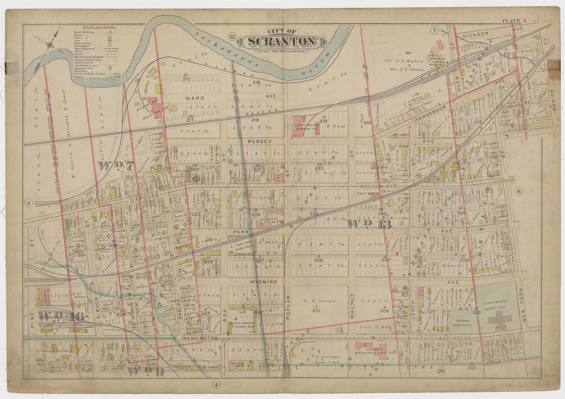 Image 7 of Atlas of Surveys of the City of Scranton and Borough of Dunmore, Pennslyvania from Atlas of Surveys of the City of Scranton and Borough of Dunmore, Pennslyvania : Compiled from Actual Surveys and City Records 1898 by Relic Map Company