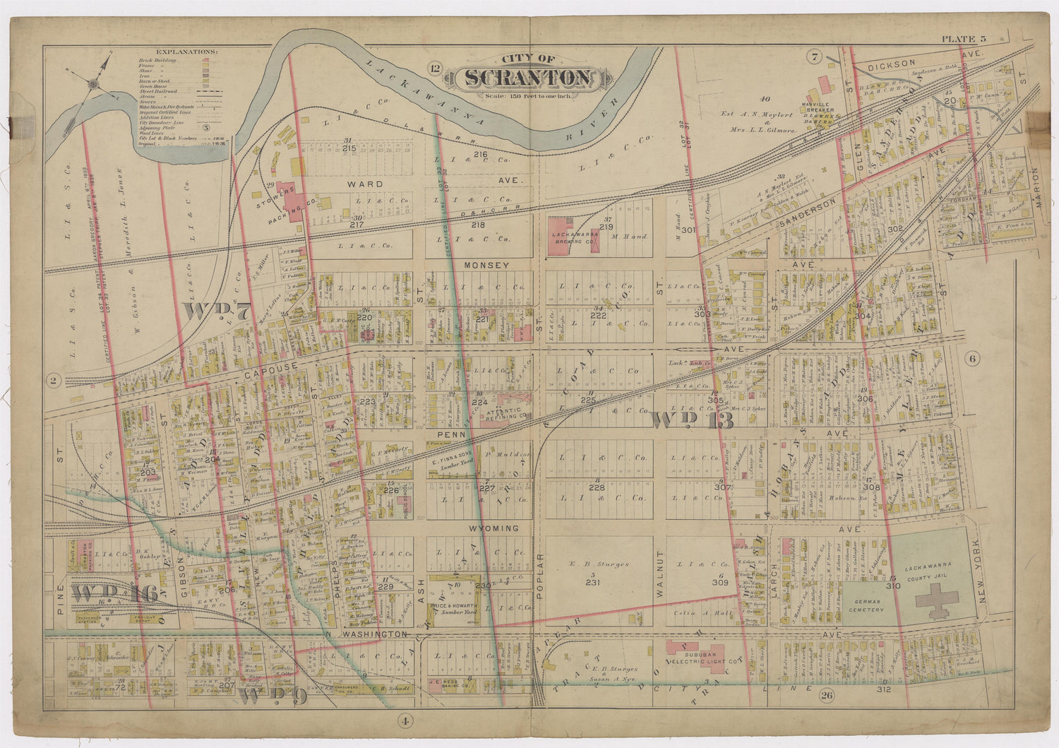 Image 7 of Atlas of Surveys of the City of Scranton and Borough of Dunmore, Pennslyvania from Atlas of Surveys of the City of Scranton and Borough of Dunmore, Pennslyvania : Compiled from Actual Surveys and City Records 1898 by Relic Map Company