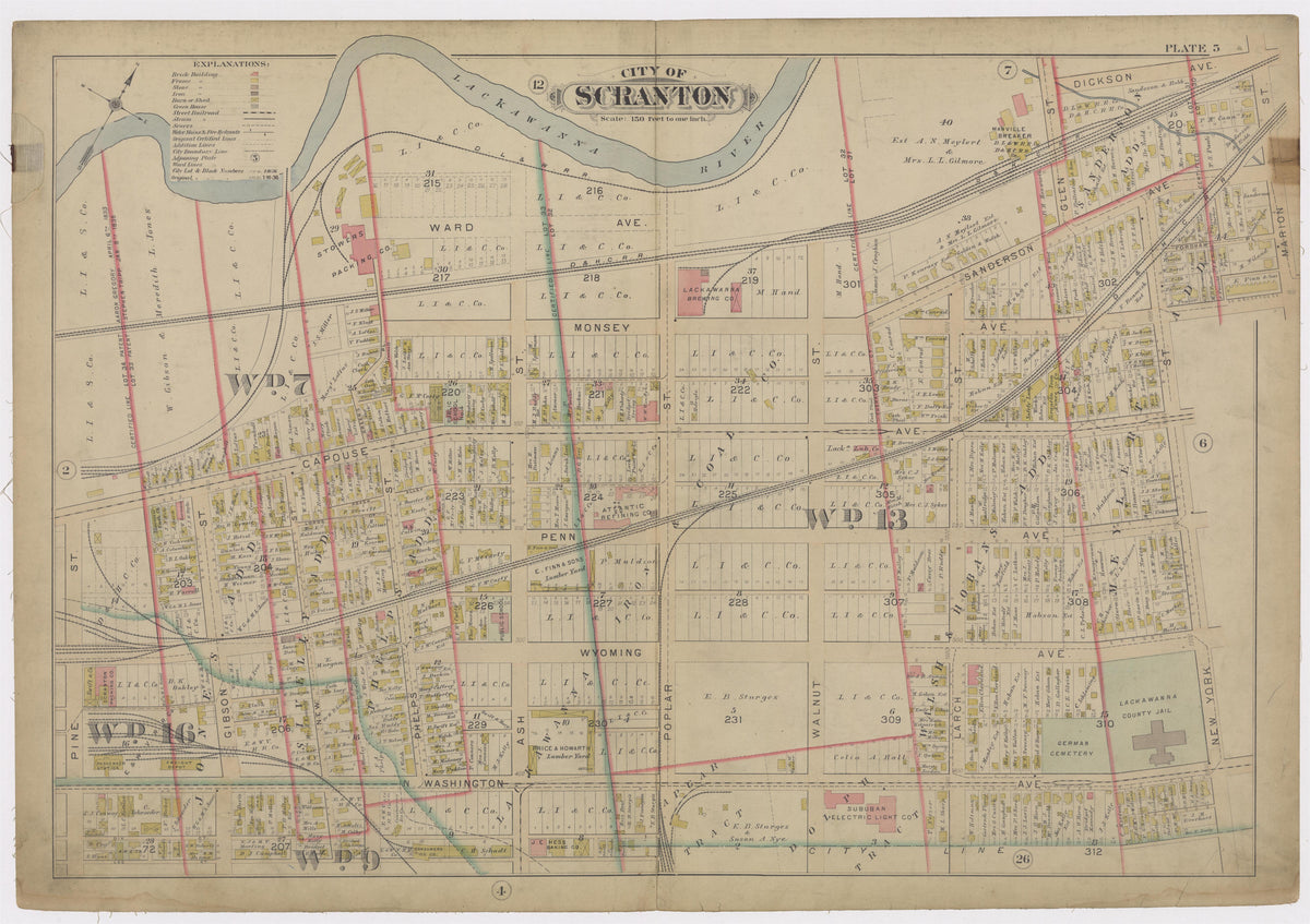 Image 7 of Atlas of Surveys of the City of Scranton and Borough of Dunmore, Pennslyvania from Atlas of Surveys of the City of Scranton and Borough of Dunmore, Pennslyvania : Compiled from Actual Surveys and City Records 1898 by Relic Map Company