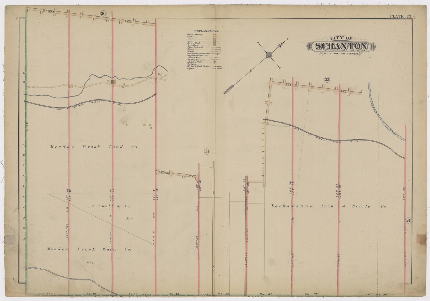 Image 26 of Atlas of Surveys of the City of Scranton and Borough of Dunmore, Pennslyvania from Atlas of Surveys of the City of Scranton and Borough of Dunmore, Pennslyvania : Compiled from Actual Surveys and City Records 1898 by Relic Map Company